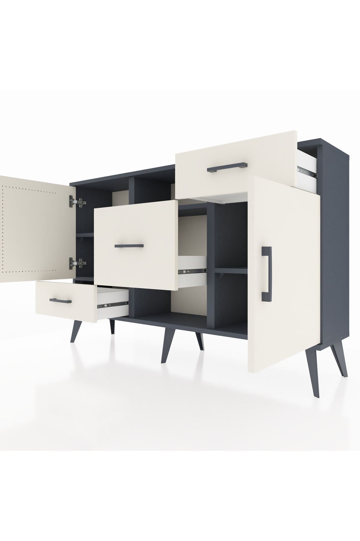 Arges Konsol 4 Raflı 3 Çekmeceli 2 Kapaklı 132x30x83 - S144M002V13A