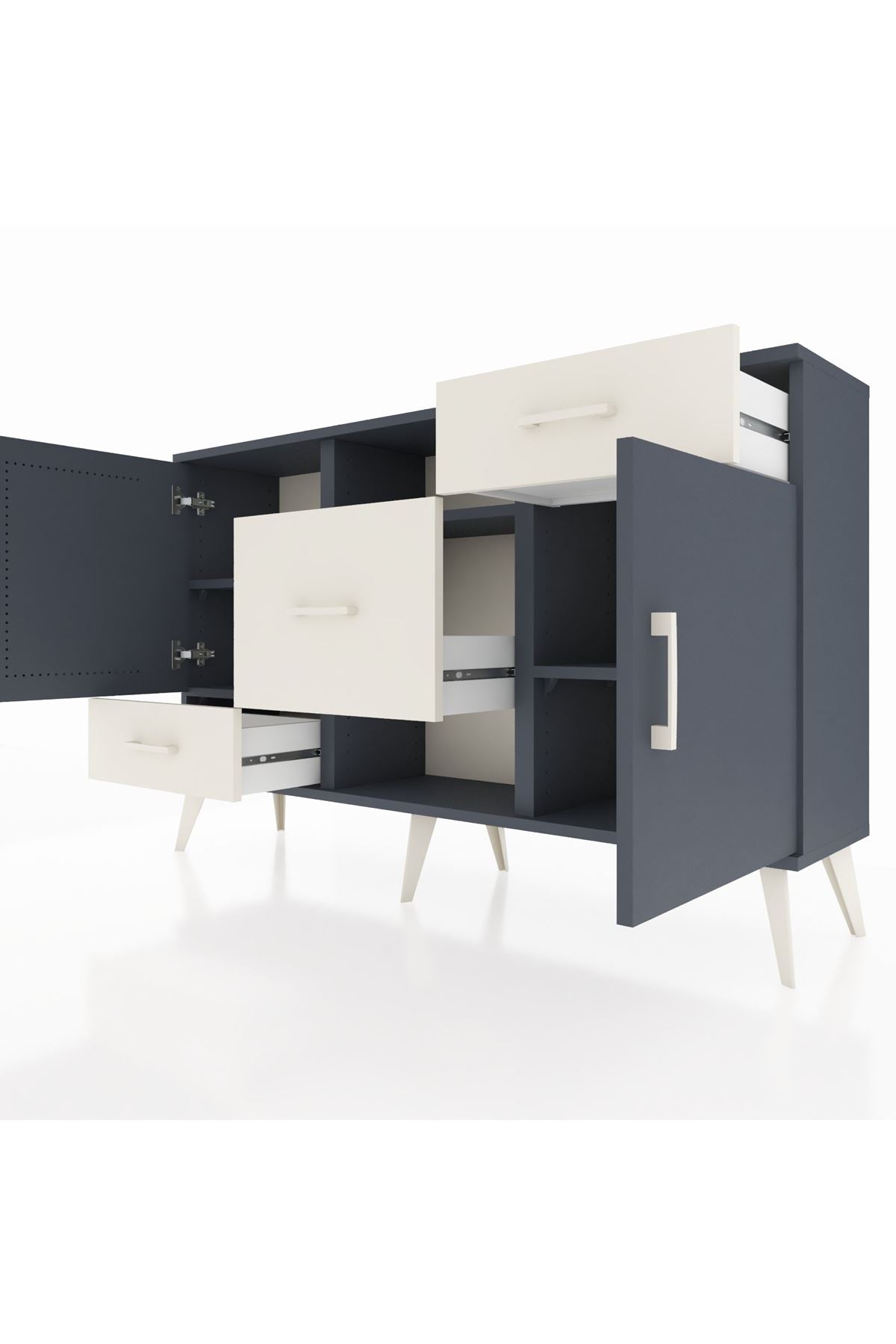 Arges Konsol 4 Raflı 3 Çekmeceli 2 Kapaklı 132x30x83 - S144M002V16A