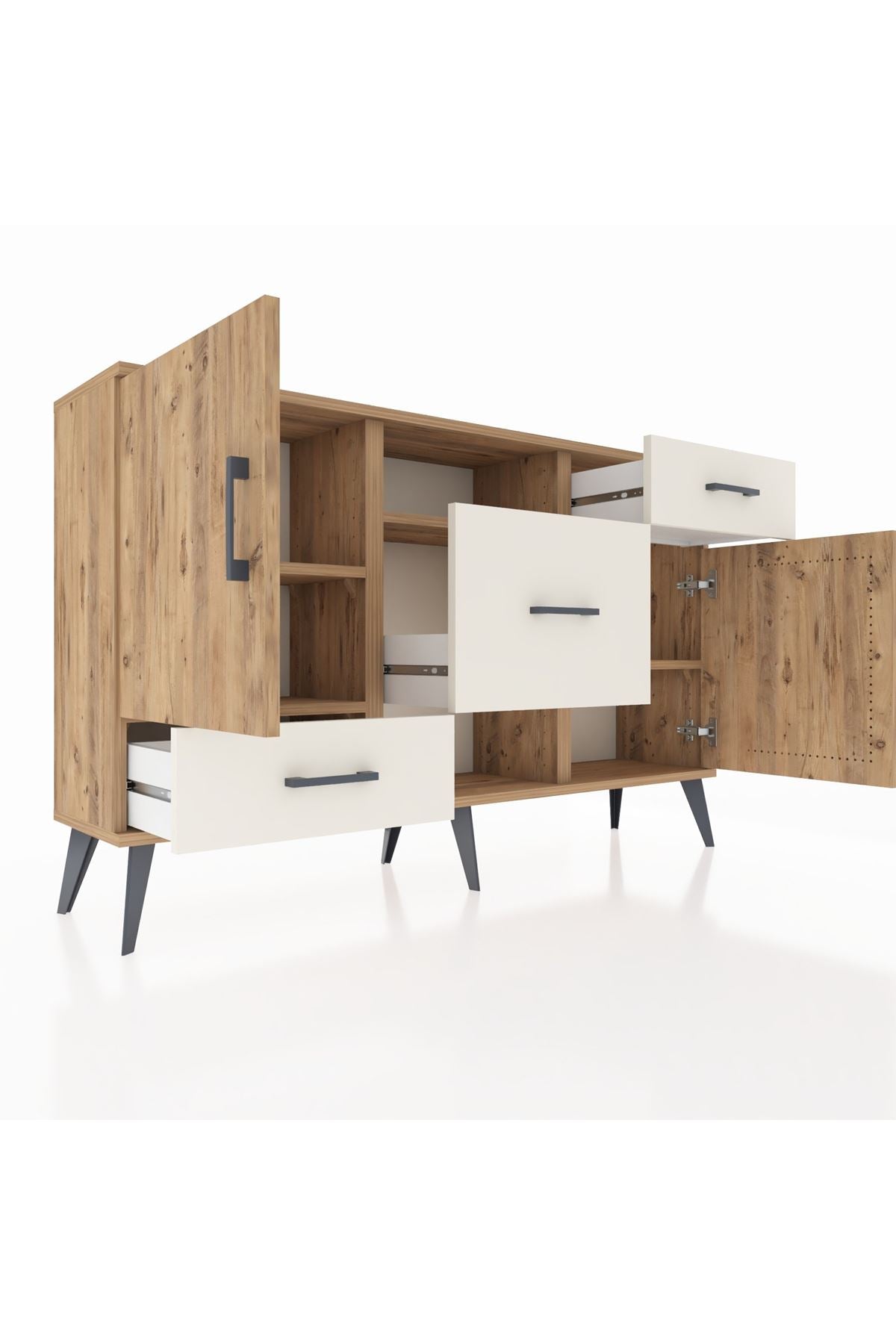 Arges Konsol 4 Raflı 3 Çekmeceli 2 Kapaklı 132x30x83 - S144M002V19A