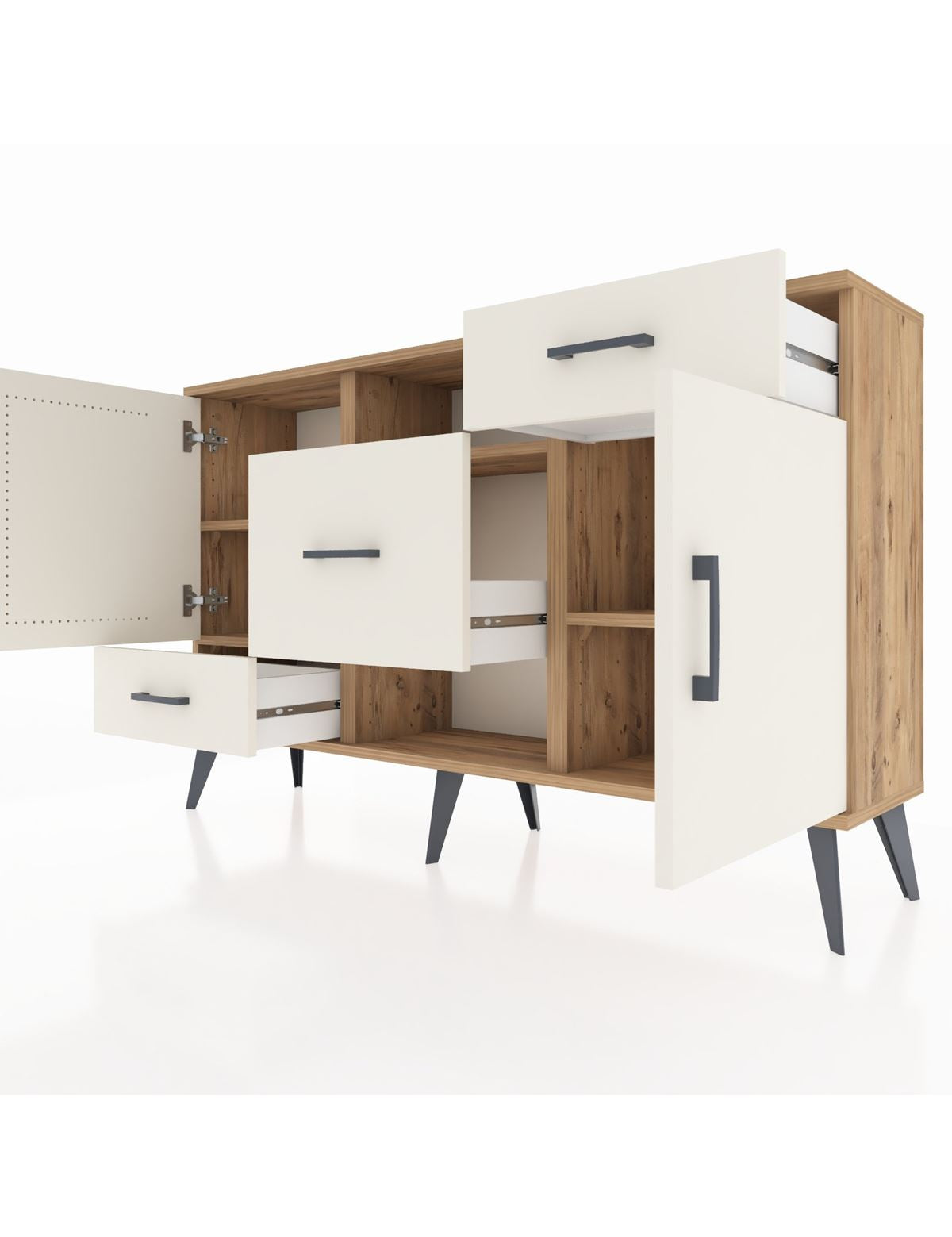 Arges Konsol 4 Raflı 3 Çekmeceli 2 Kapaklı 132x30x83 - S144M002V22A