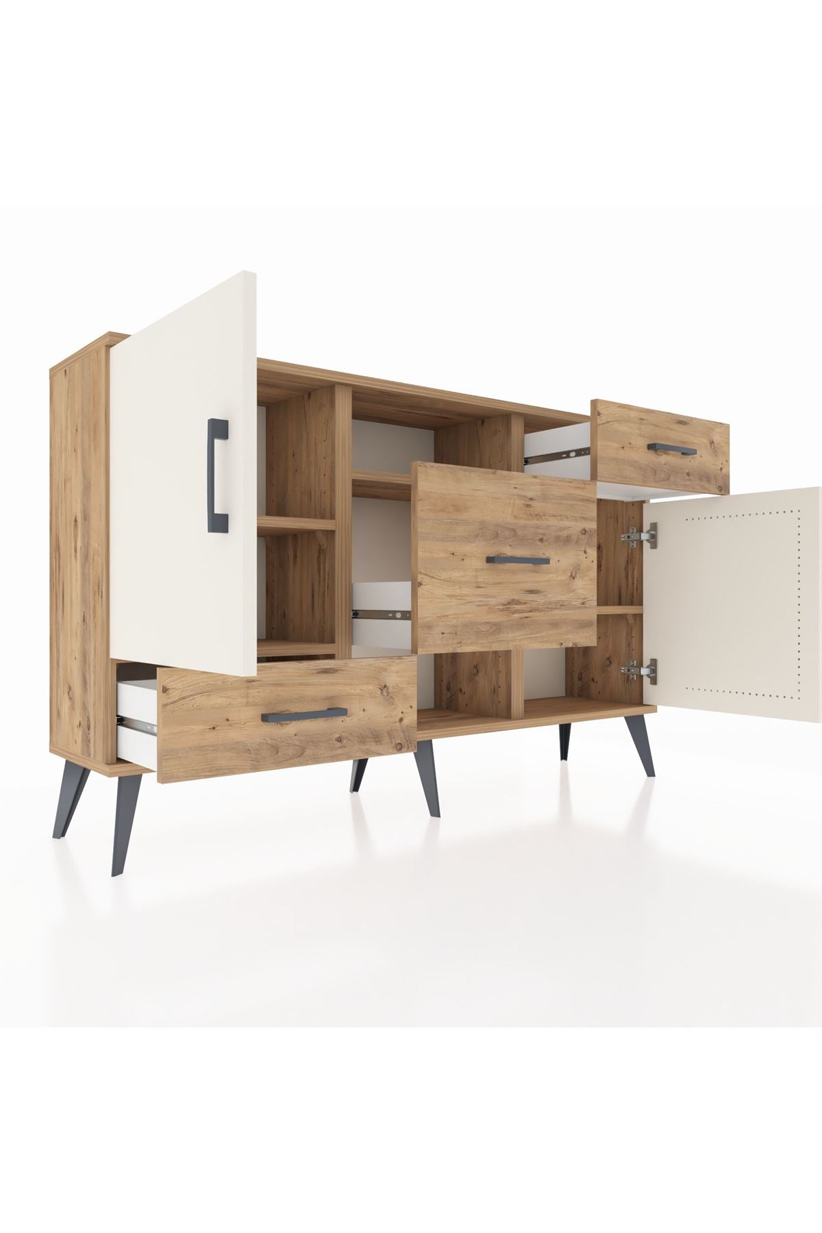 Arges Konsol 4 Raflı 3 Çekmeceli 2 Kapaklı 132x30x83 - S144M002V24A