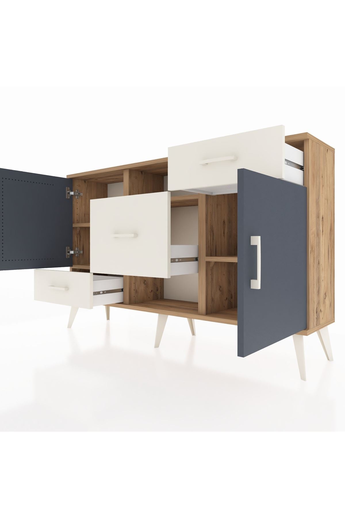 Arges Konsol 4 Raflı 3 Çekmeceli 2 Kapaklı 132x30x83 - S144M002V25A