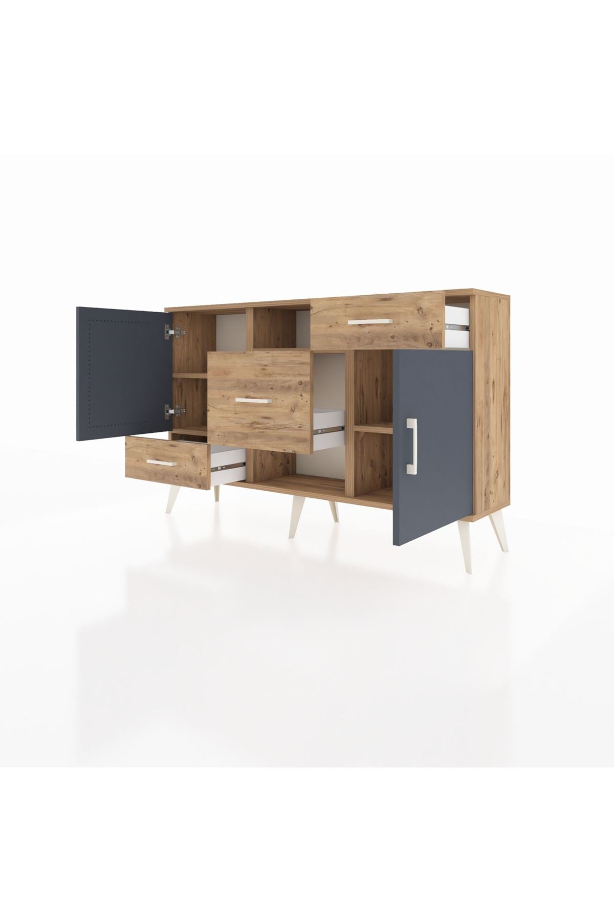 Arges Konsol 4 Raflı 3 Çekmeceli 2 Kapaklı 132x30x83 - S144M002V27A