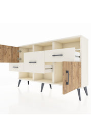 Arges Konsol 3 Raflı 3 Çekmeceli 2 Kapaklı 132x30x83 - S144M003V01A