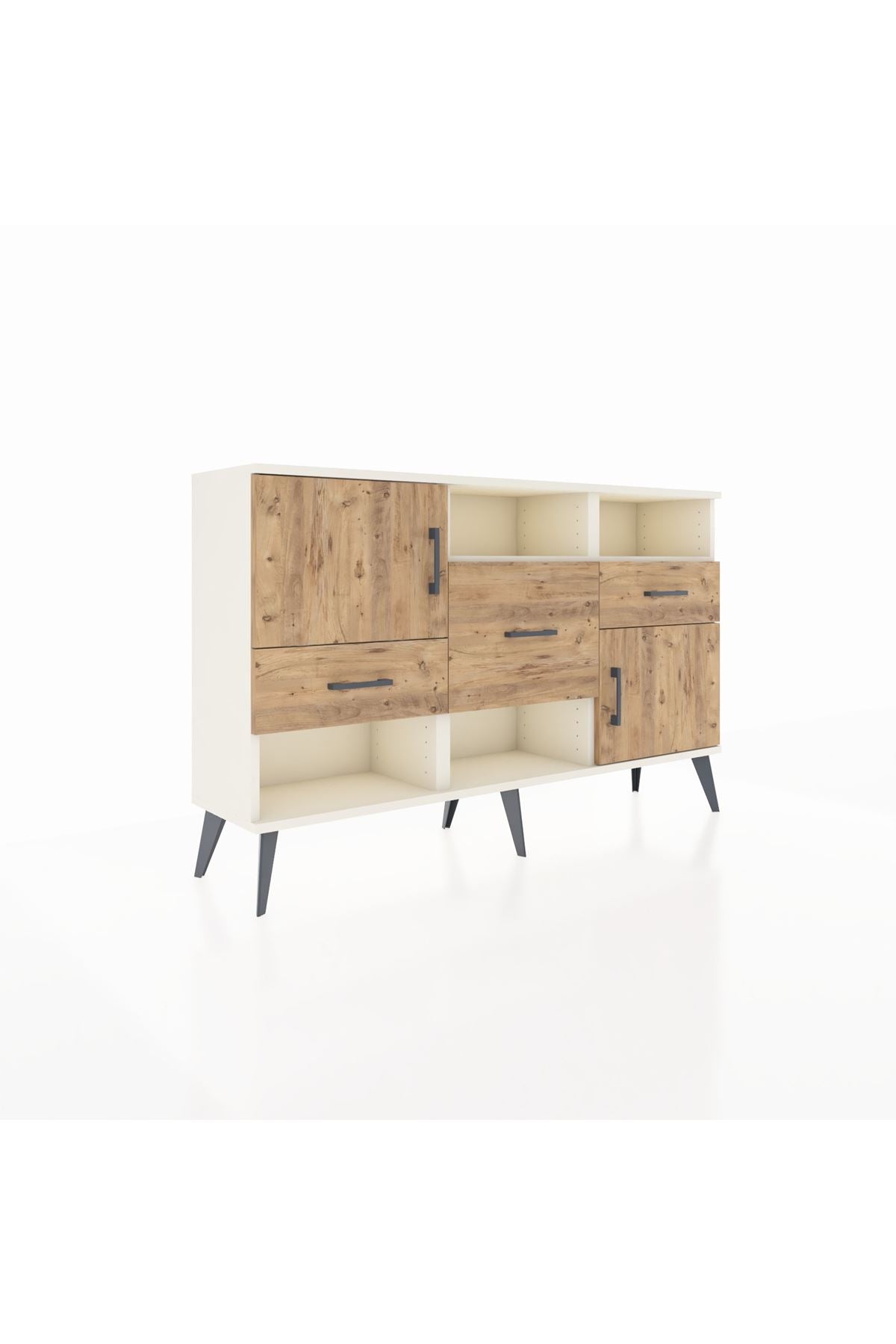 Arges Konsol 3 Raflı 3 Çekmeceli 2 Kapaklı 132x30x83 - S144M003V03A
