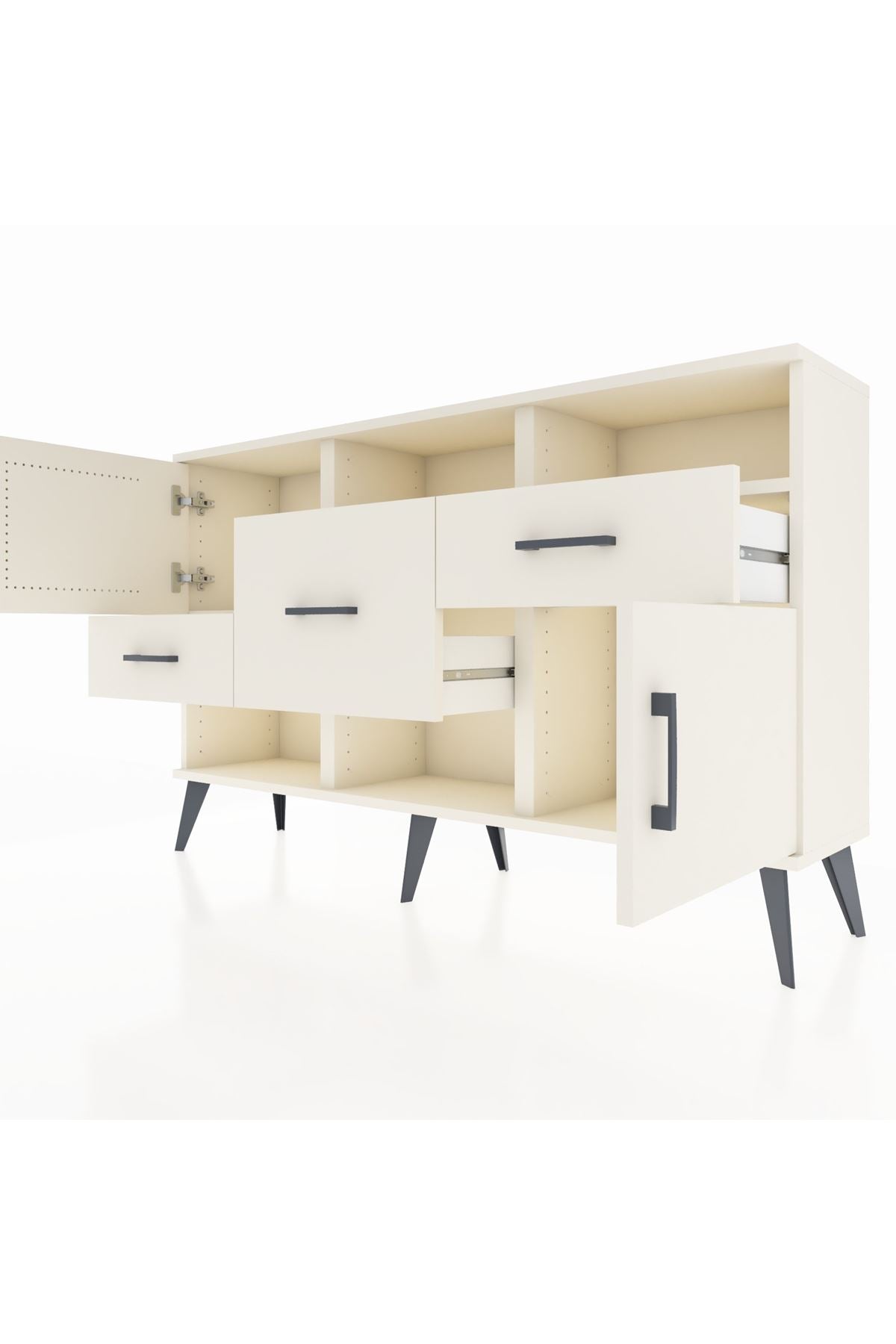 Arges Konsol 3 Raflı 3 Çekmeceli 2 Kapaklı 132x30x83 - S144M003V04A