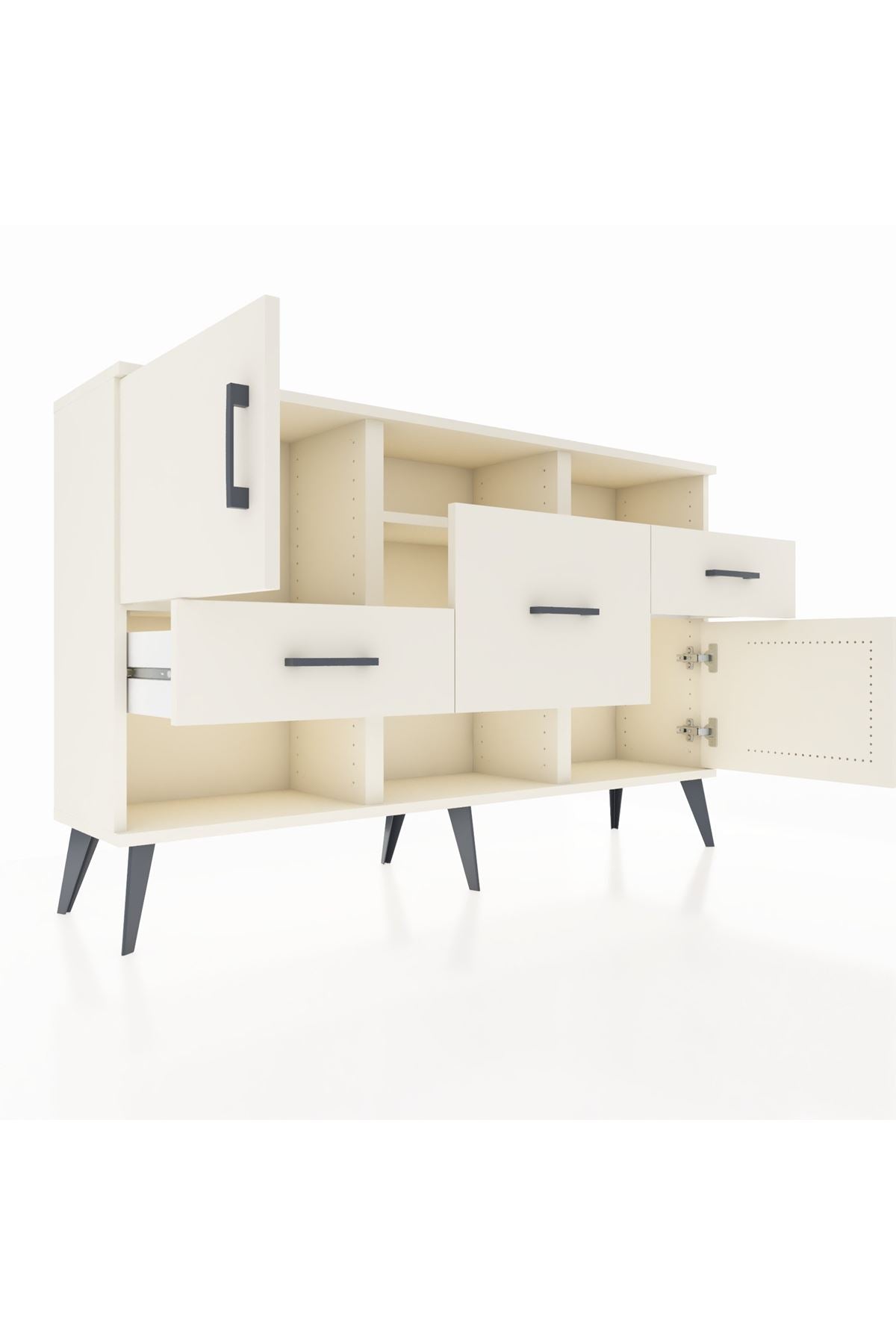 Arges Konsol 3 Raflı 3 Çekmeceli 2 Kapaklı 132x30x83 - S144M003V04A