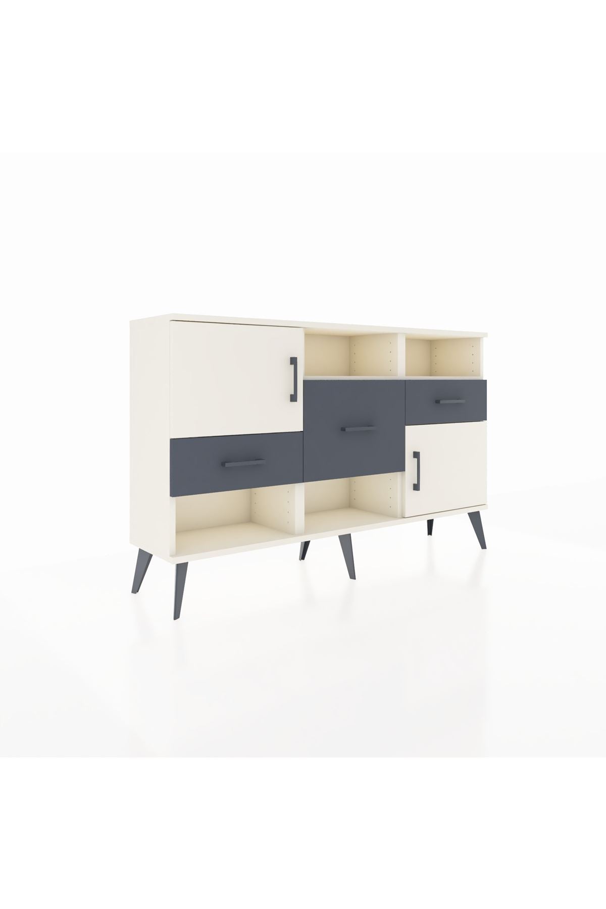 Arges Konsol 3 Raflı 3 Çekmeceli 2 Kapaklı 132x30x83 - S144M003V05A