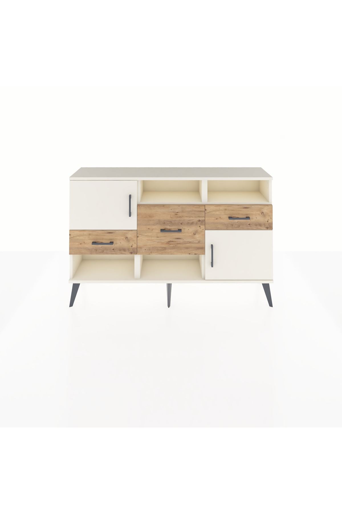 Arges Konsol 3 Raflı 3 Çekmeceli 2 Kapaklı 132x30x83 - S144M003V06A