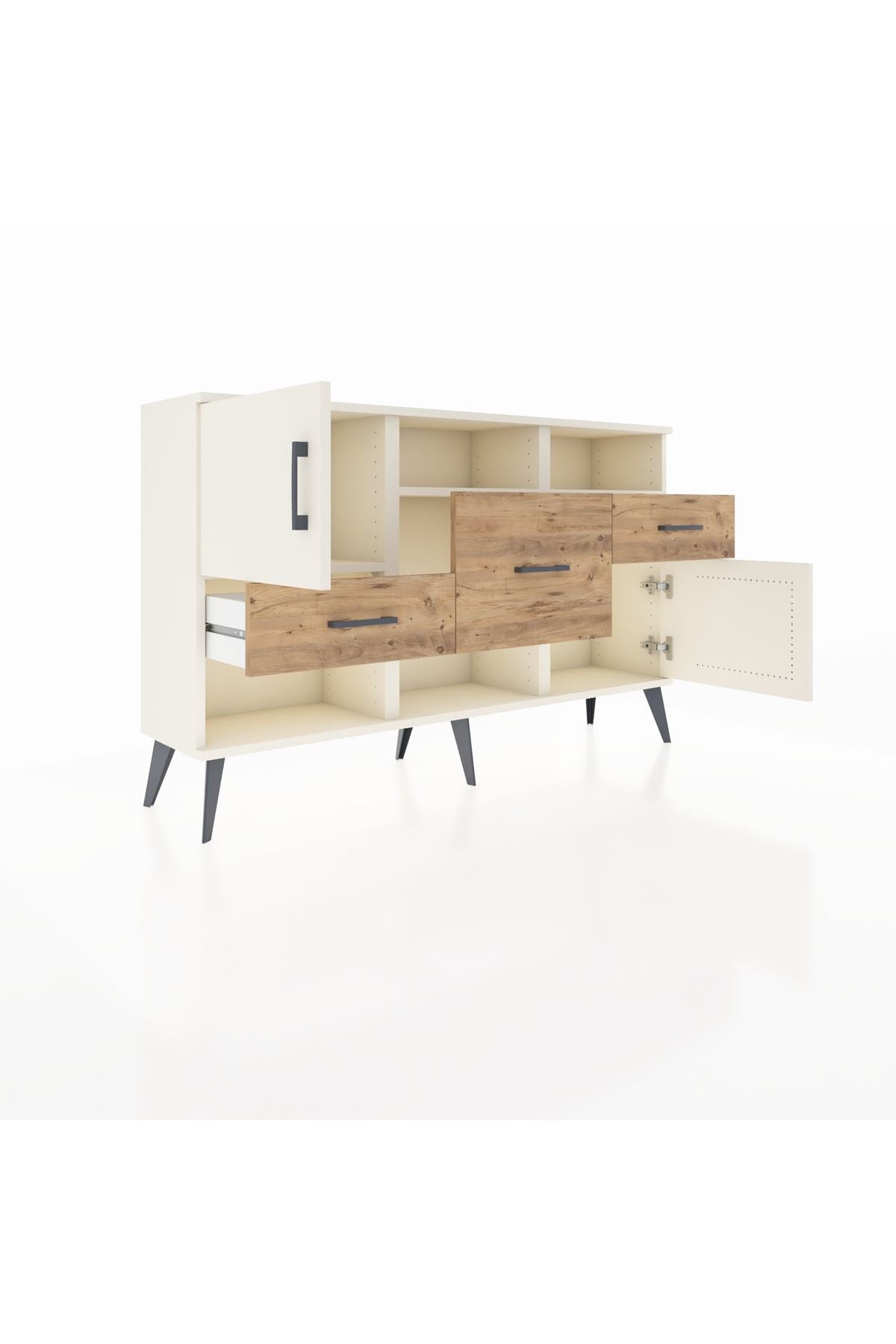 Arges Konsol 3 Raflı 3 Çekmeceli 2 Kapaklı 132x30x83 - S144M003V06A