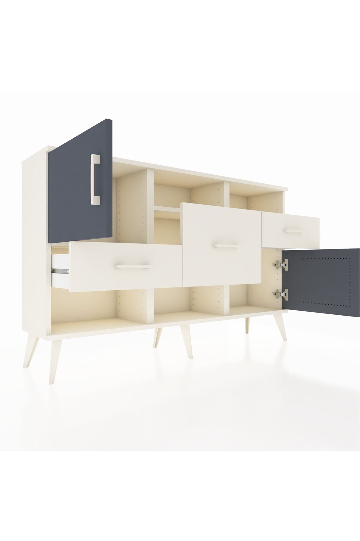 Arges Konsol 3 Raflı 3 Çekmeceli 2 Kapaklı 132x30x83 - S144M003V07A