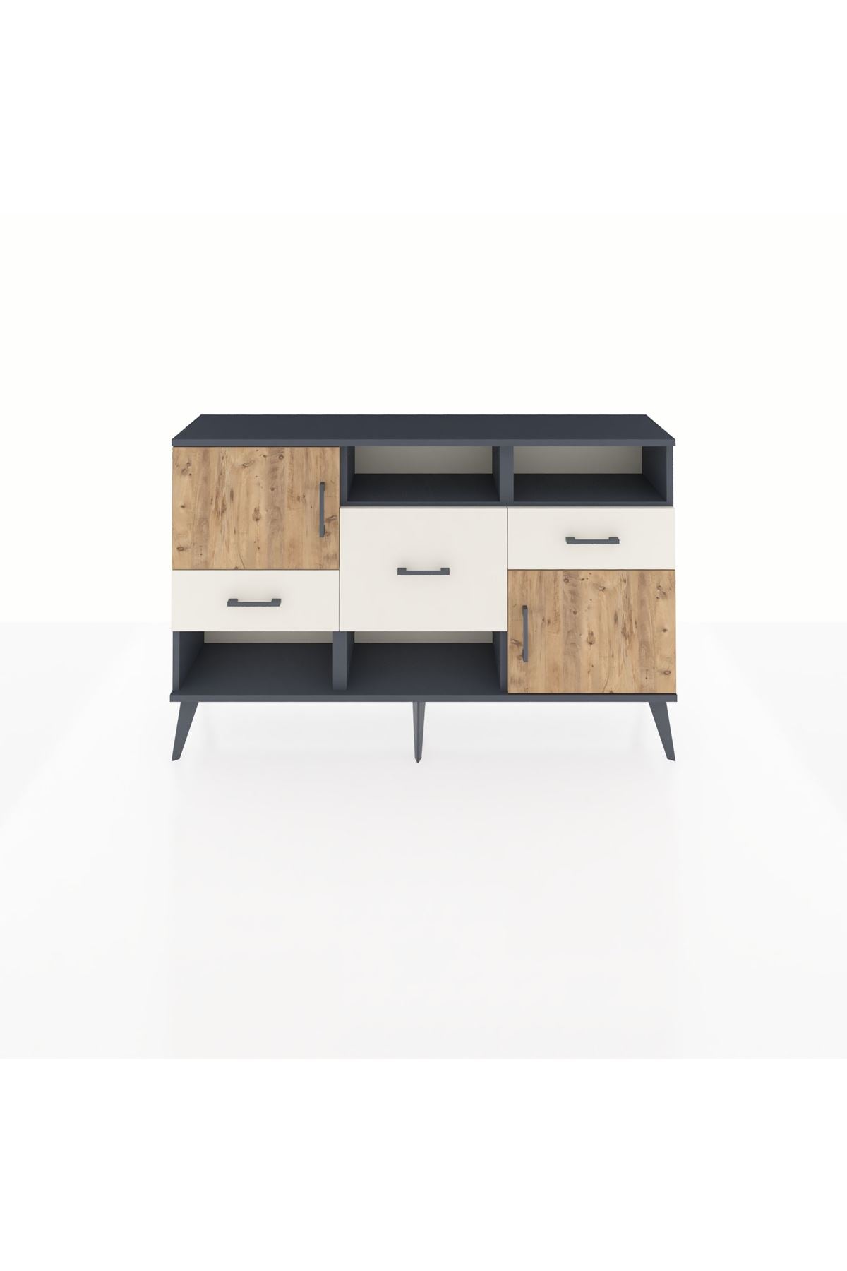 Arges Konsol 3 Raflı 3 Çekmeceli 2 Kapaklı 132x30x83 - S144M003V10A