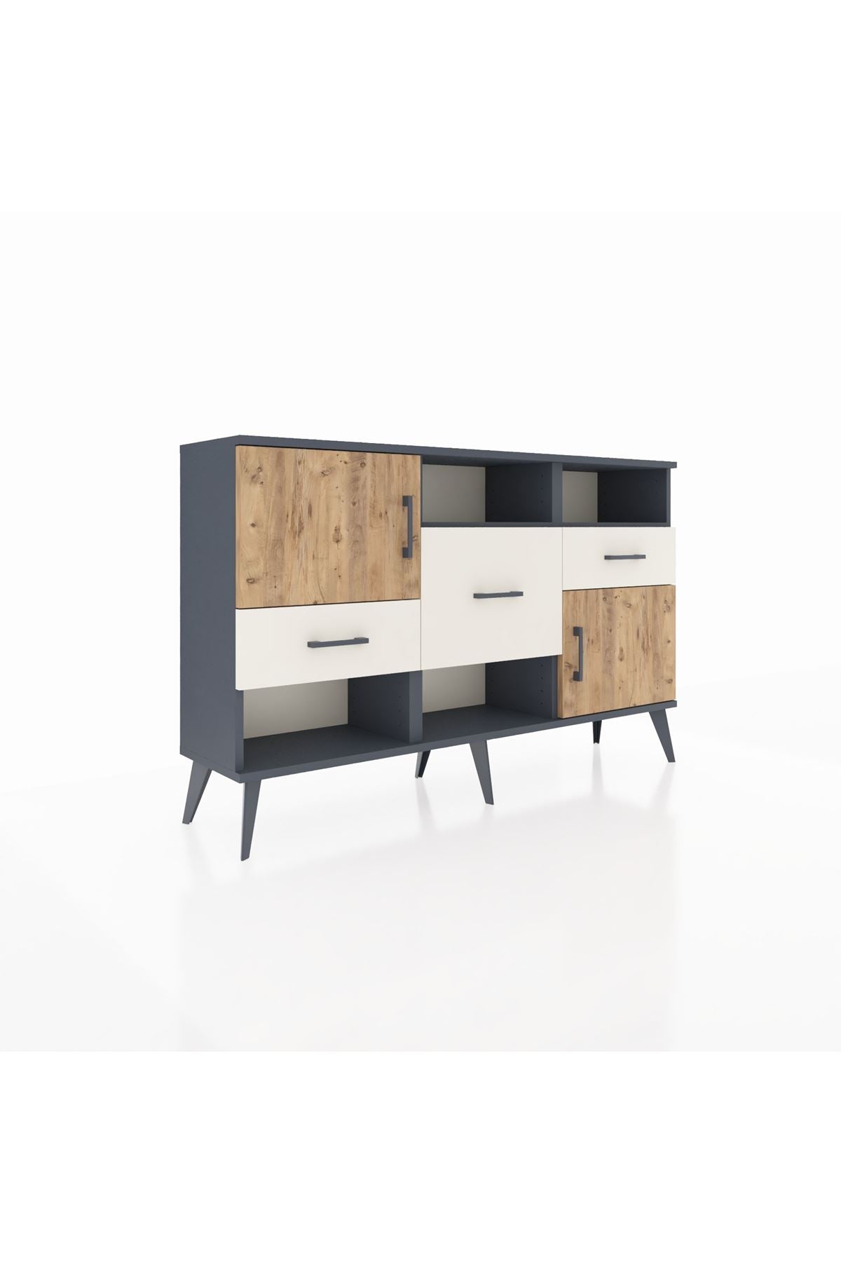 Arges Konsol 3 Raflı 3 Çekmeceli 2 Kapaklı 132x30x83 - S144M003V10A