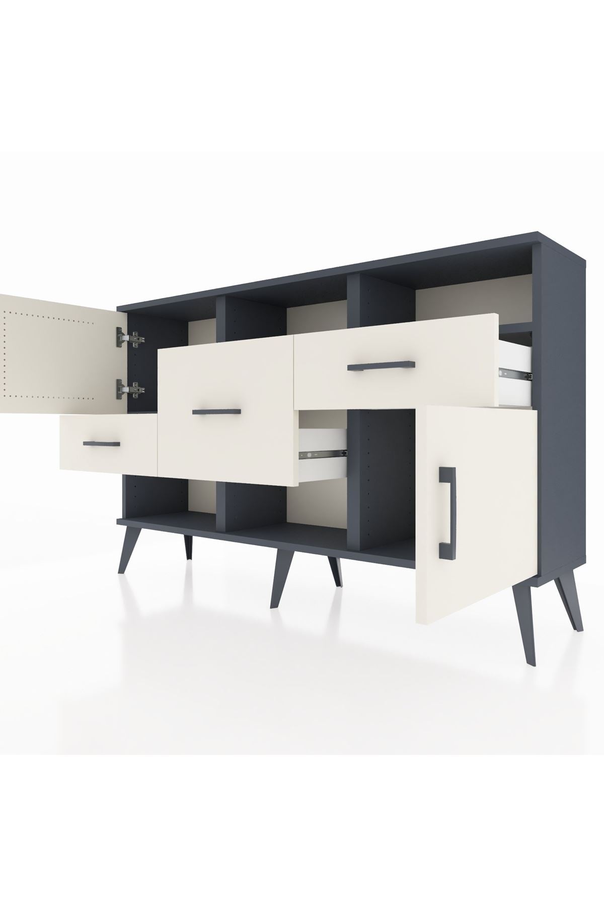 Arges Konsol 3 Raflı 3 Çekmeceli 2 Kapaklı 132x30x83 - S144M003V13A