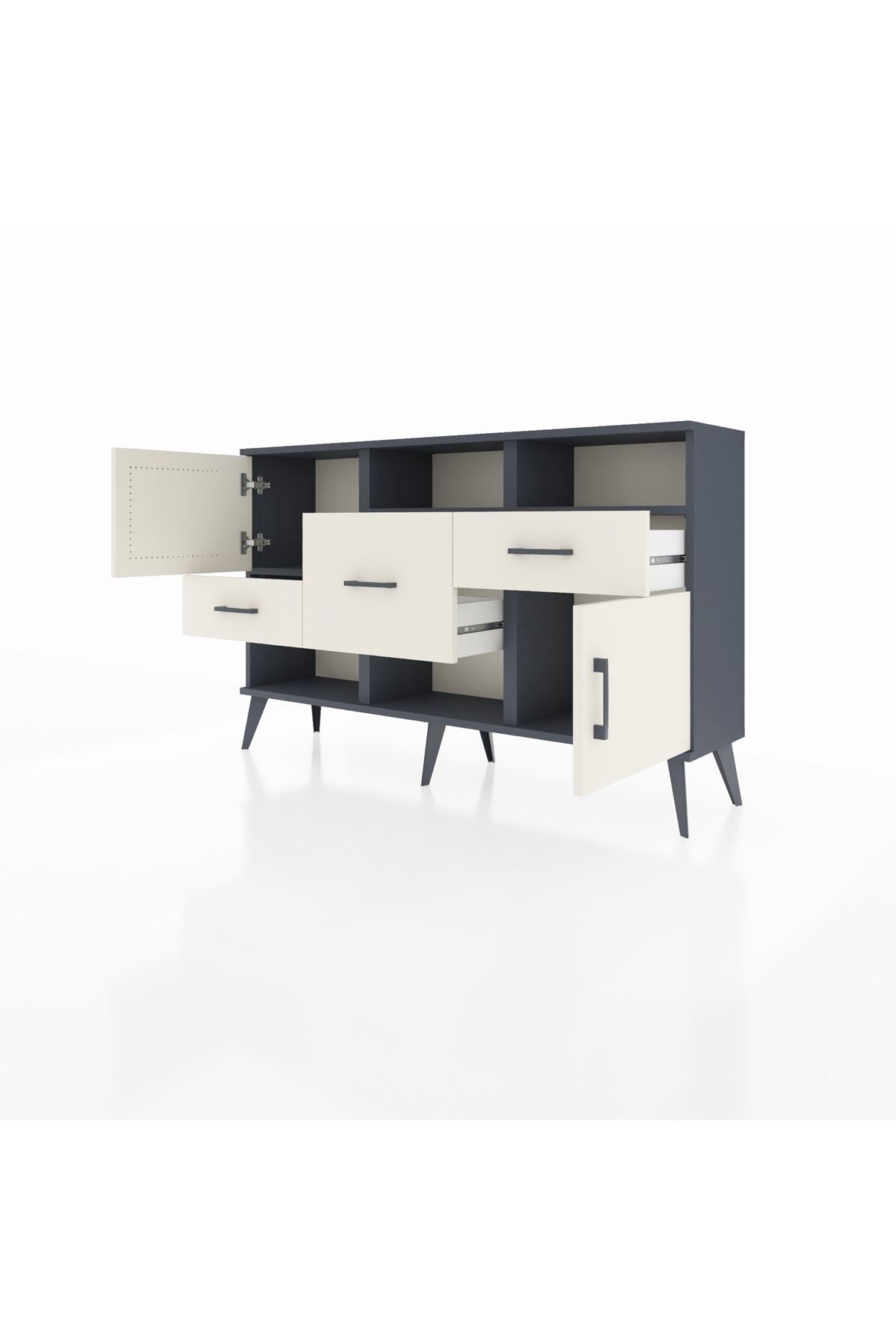Arges Konsol 3 Raflı 3 Çekmeceli 2 Kapaklı 132x30x83 - S144M003V13A