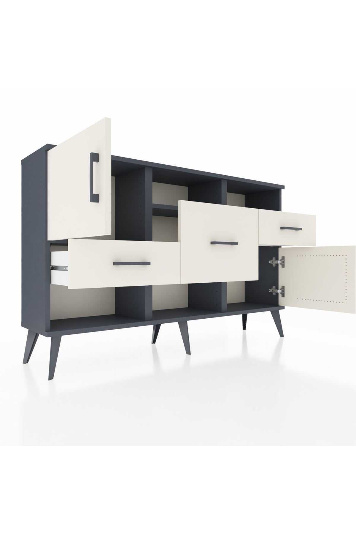 Arges Konsol 3 Raflı 3 Çekmeceli 2 Kapaklı 132x30x83 - S144M003V13A