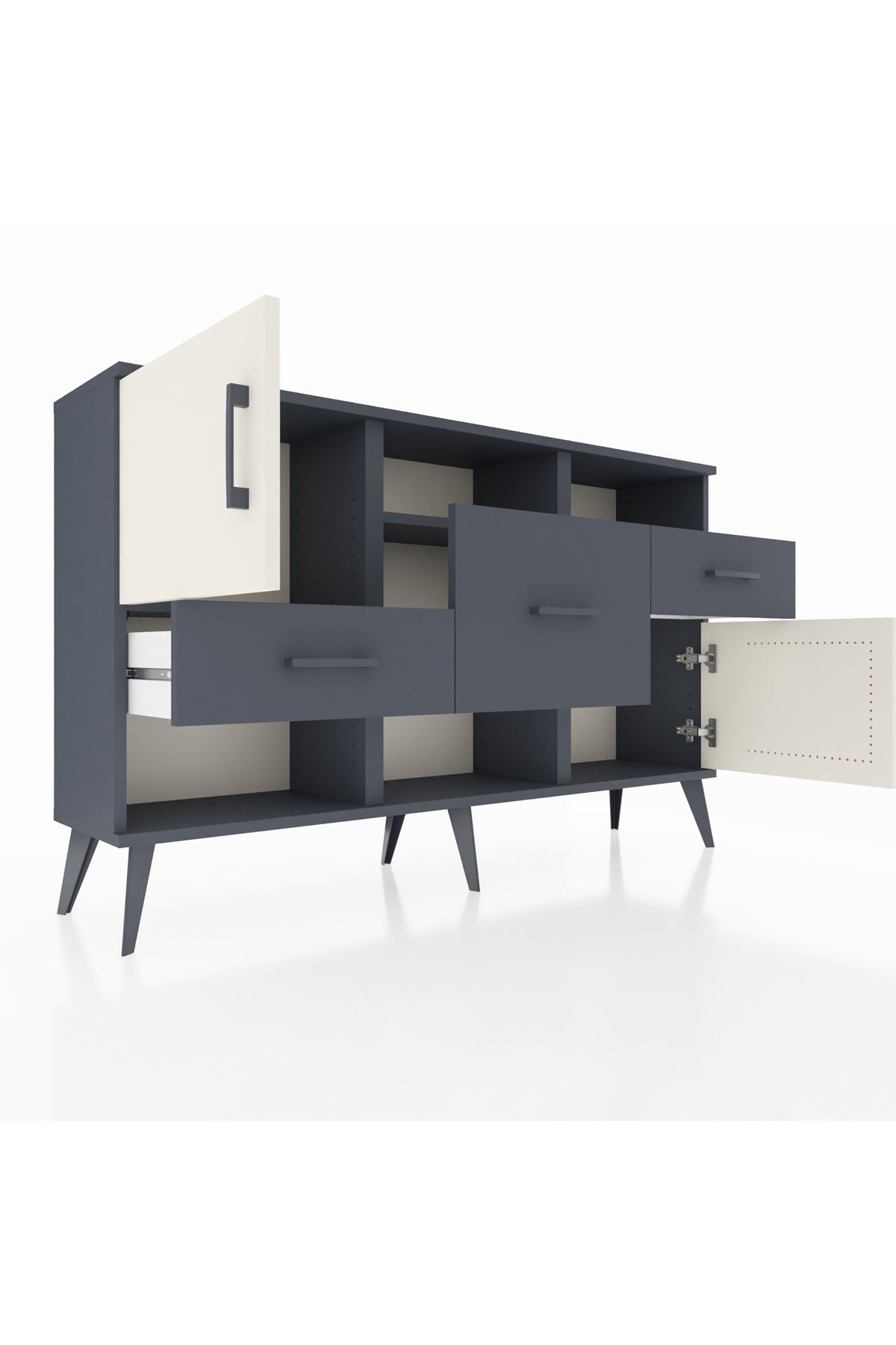 Arges Konsol 3 Raflı 3 Çekmeceli 2 Kapaklı 132x30x83 - S144M003V14A
