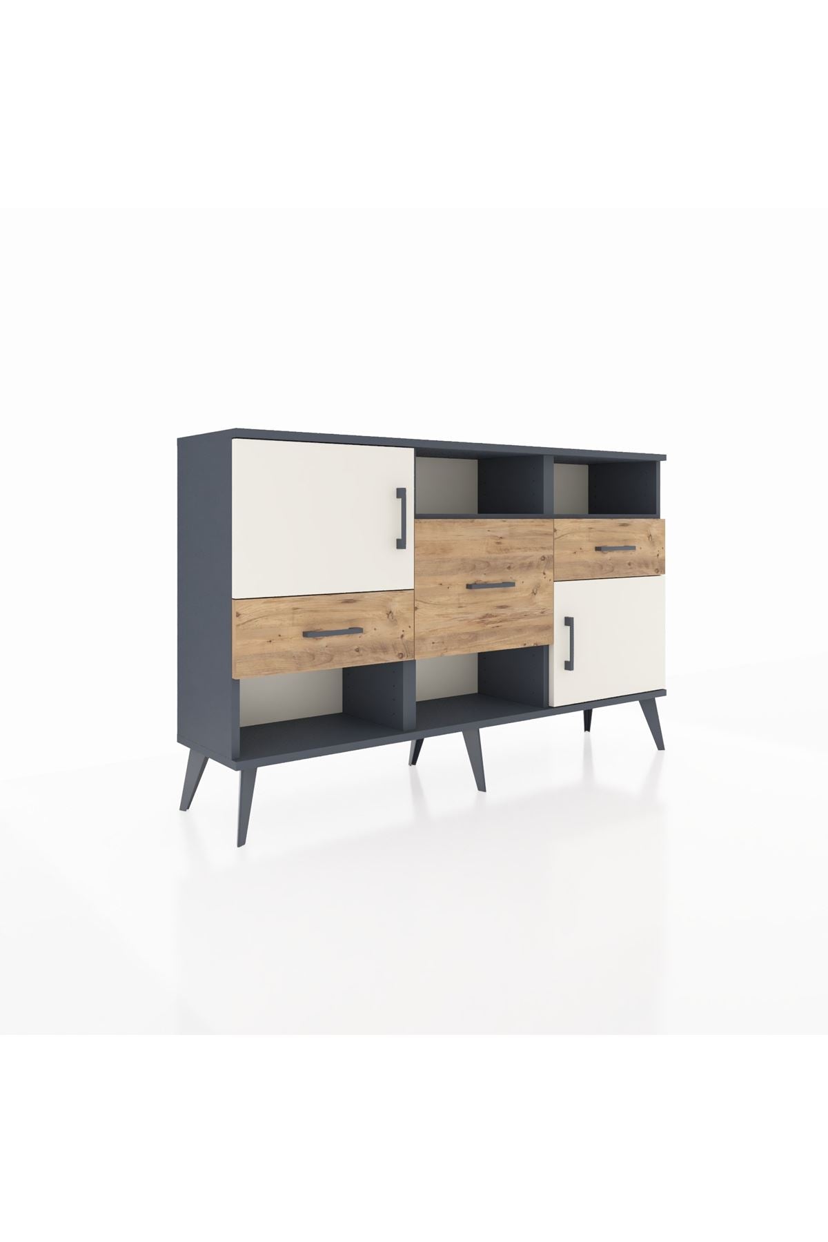 Arges Konsol 3 Raflı 3 Çekmeceli 2 Kapaklı 132x30x83 - S144M003V15A