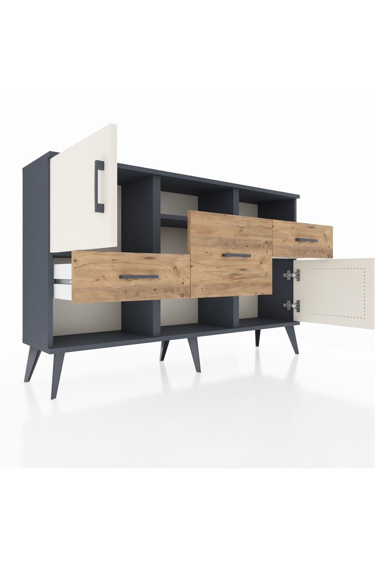 Arges Konsol 3 Raflı 3 Çekmeceli 2 Kapaklı 132x30x83 - S144M003V15A