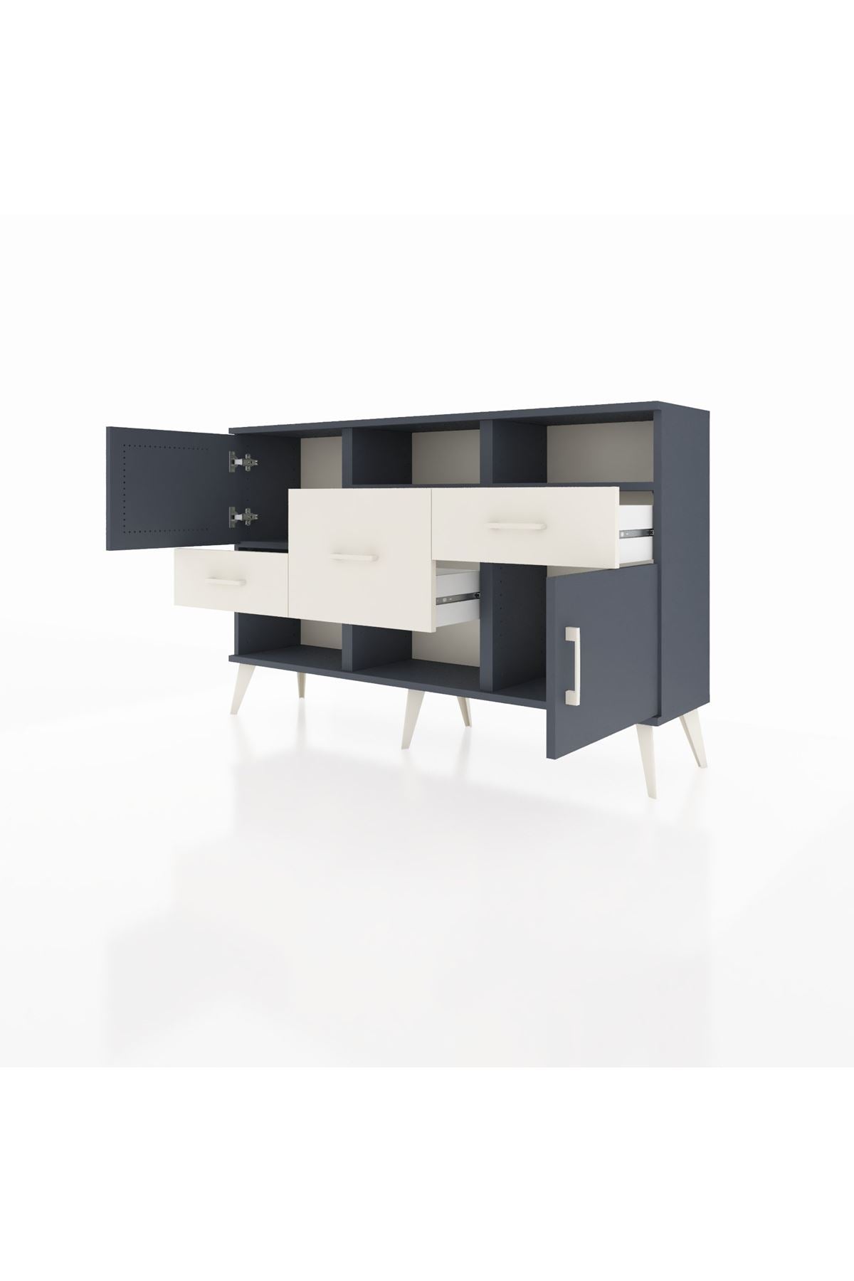 Arges Konsol 3 Raflı 3 Çekmeceli 2 Kapaklı 132x30x83 - S144M003V16A