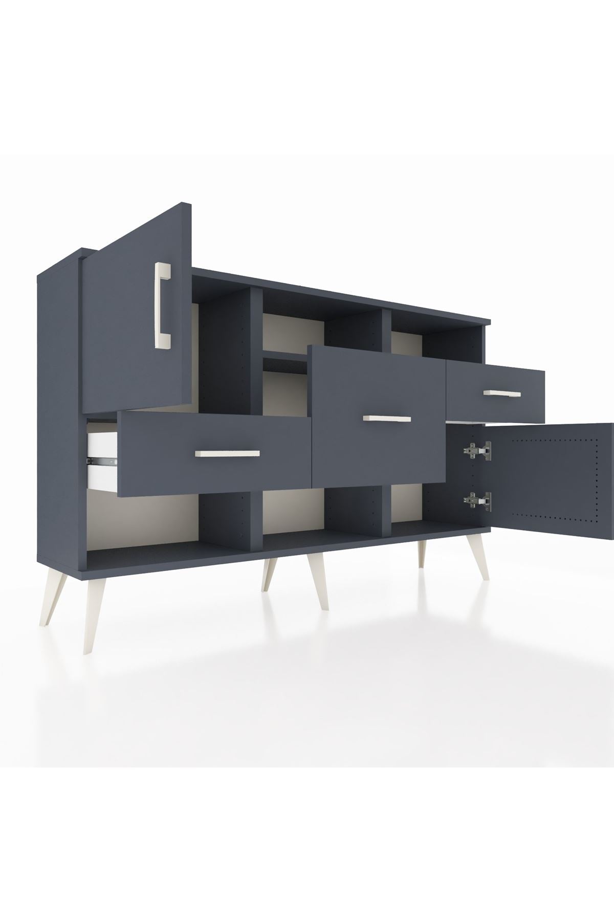 Arges Konsol 3 Raflı 3 Çekmeceli 2 Kapaklı 132x30x83 - S144M003V17A