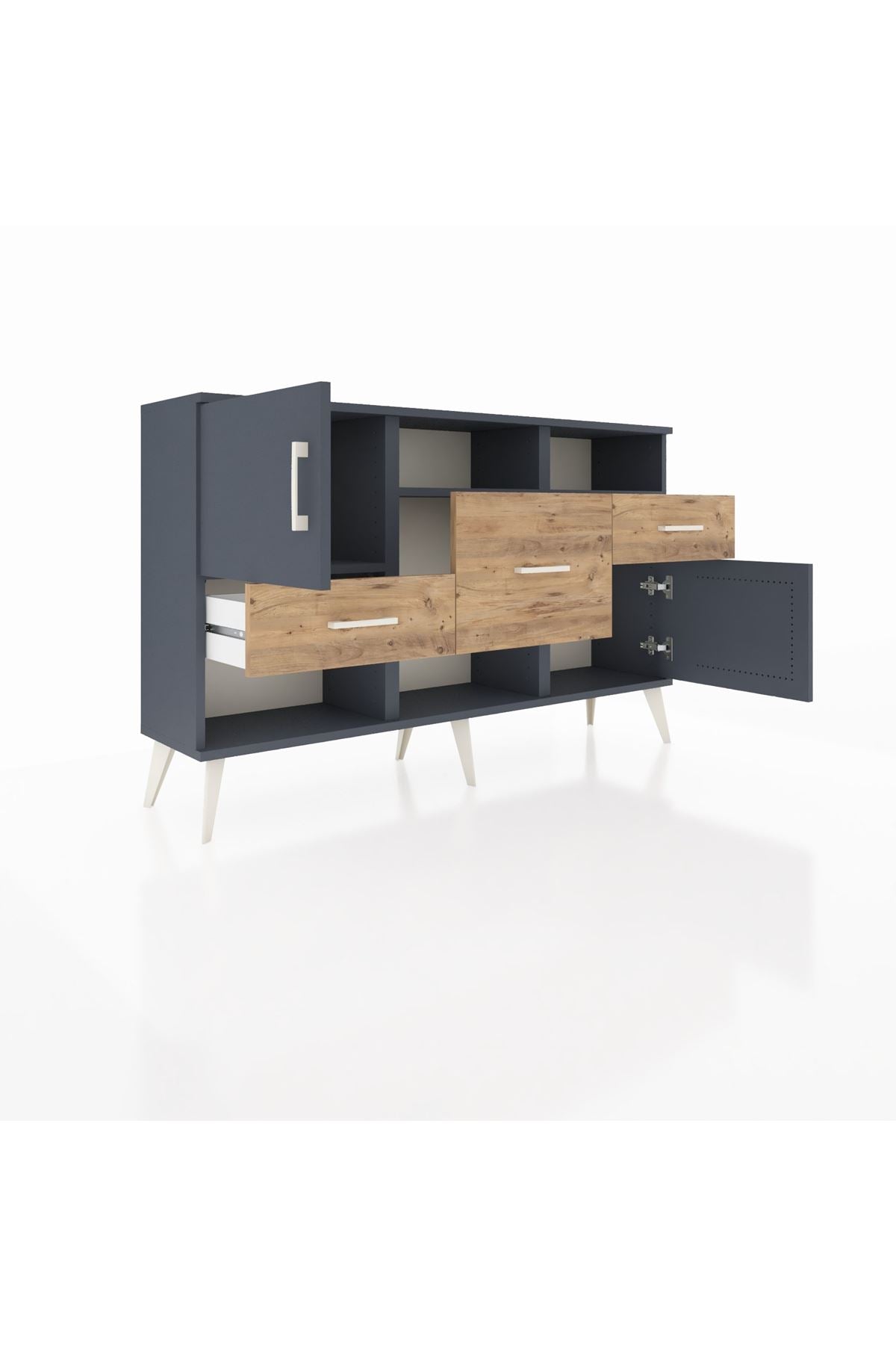 Arges Konsol 3 Raflı 3 Çekmeceli 2 Kapaklı 132x30x83 - S144M003V18A