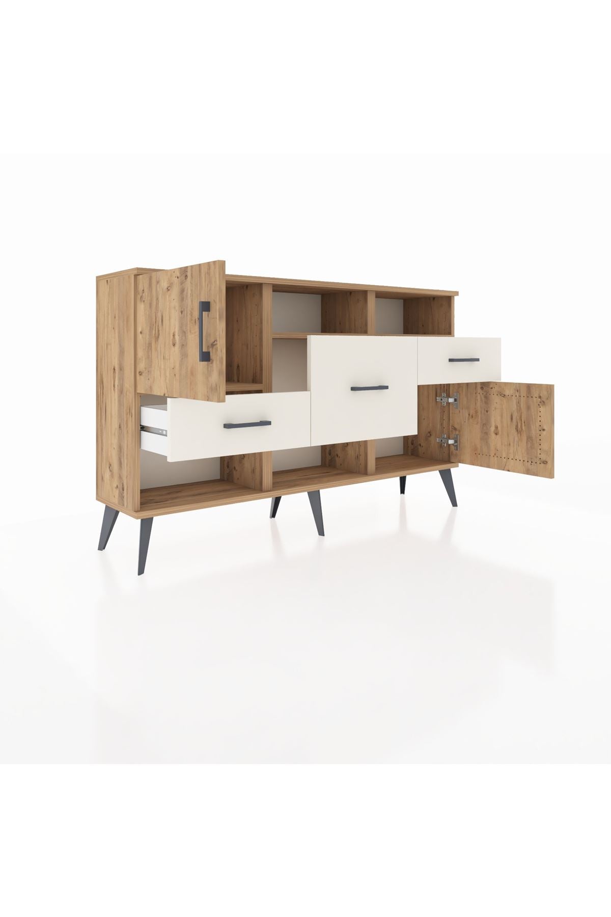 Arges Konsol 3 Raflı 3 Çekmeceli 2 Kapaklı 132x30x83 - S144M003V19A