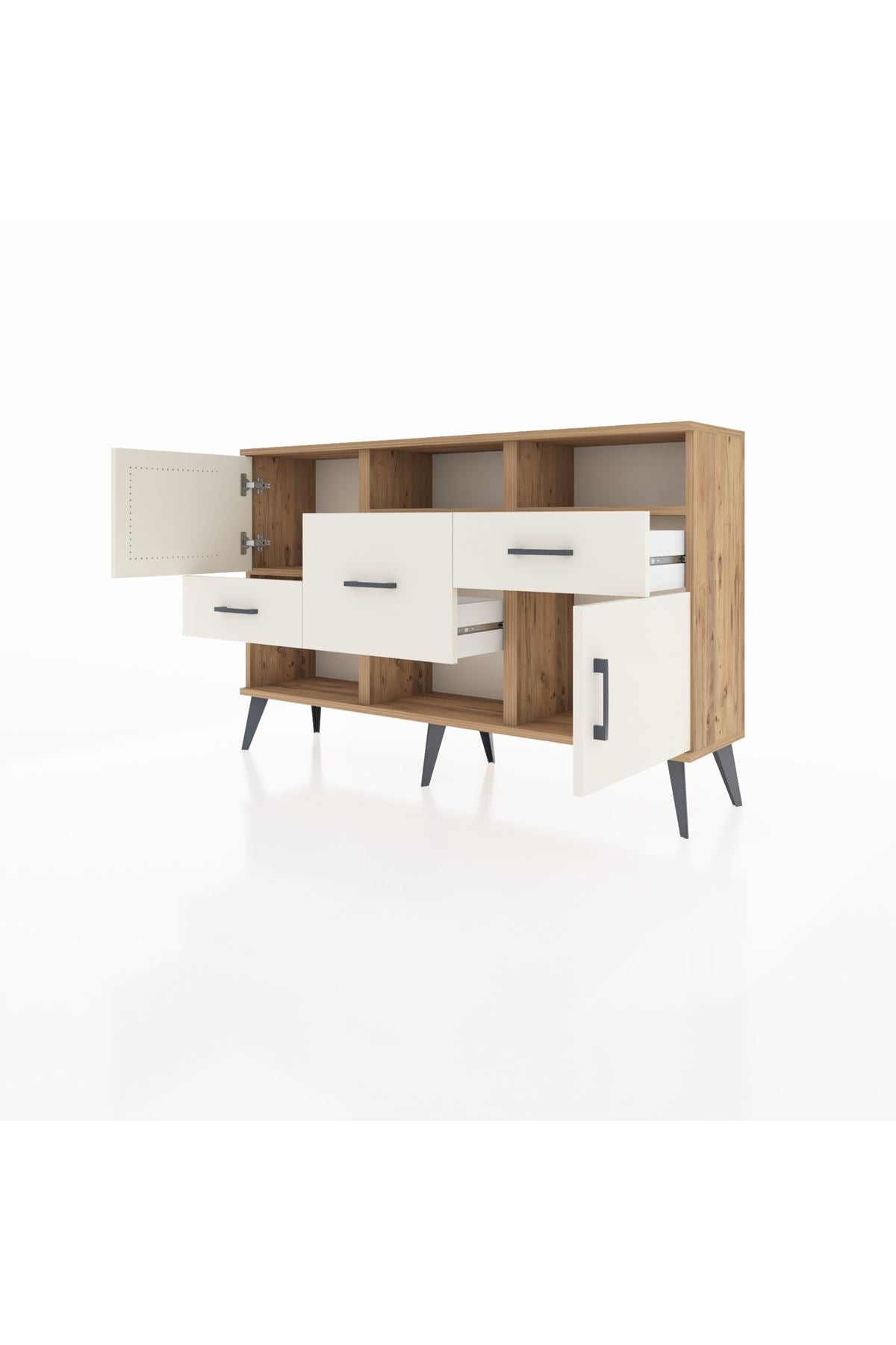 Arges Konsol 3 Raflı 3 Çekmeceli 2 Kapaklı 132x30x83 - S144M003V22A