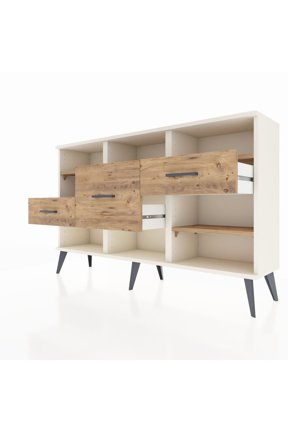 Arges Konsol 5 Raflı 3 Çekmeceli 132x30x83 - S144M004V03A
