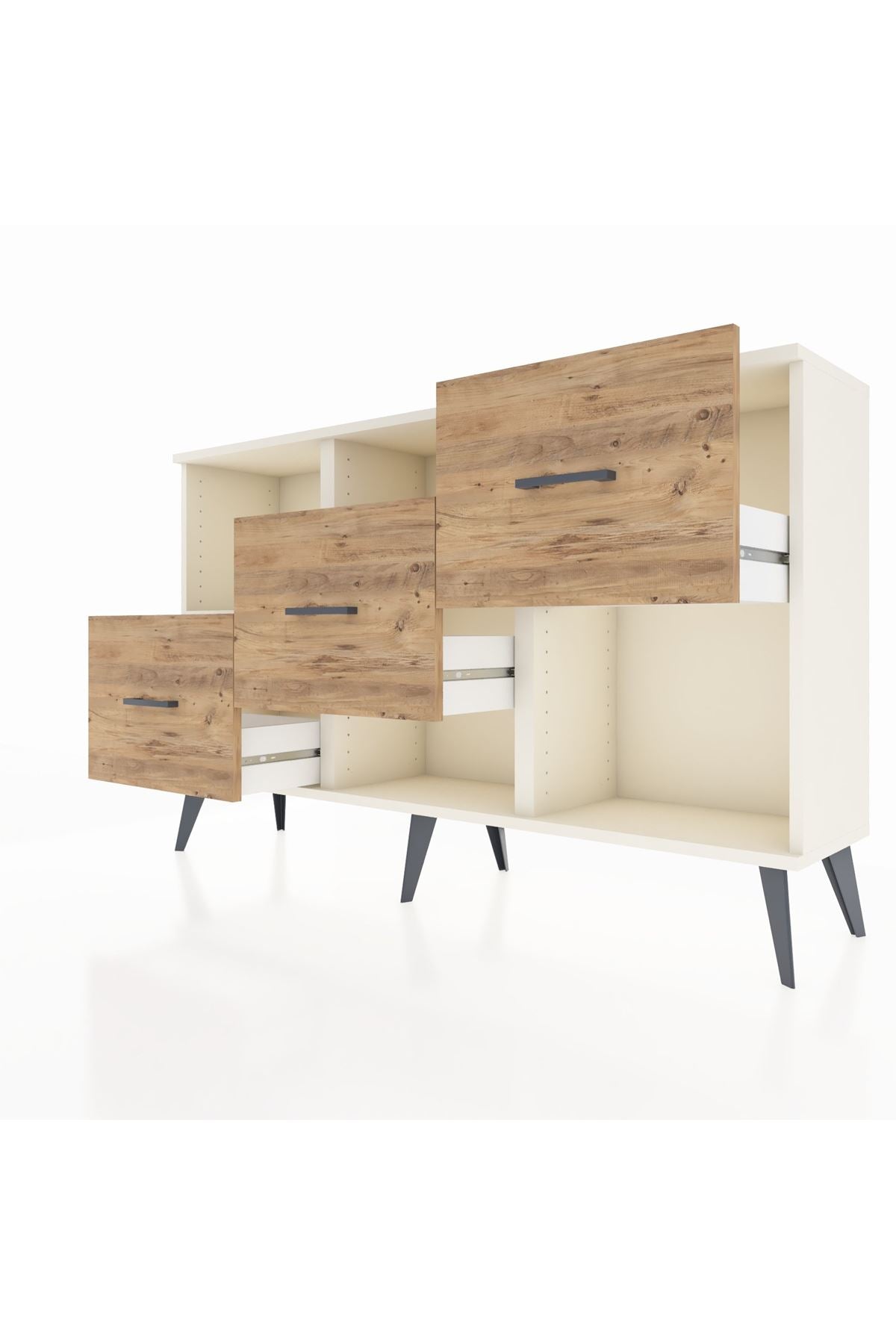 Arges Konsol 2 Raflı 3 Çekmeceli 132x30x83 - S144M005V06A