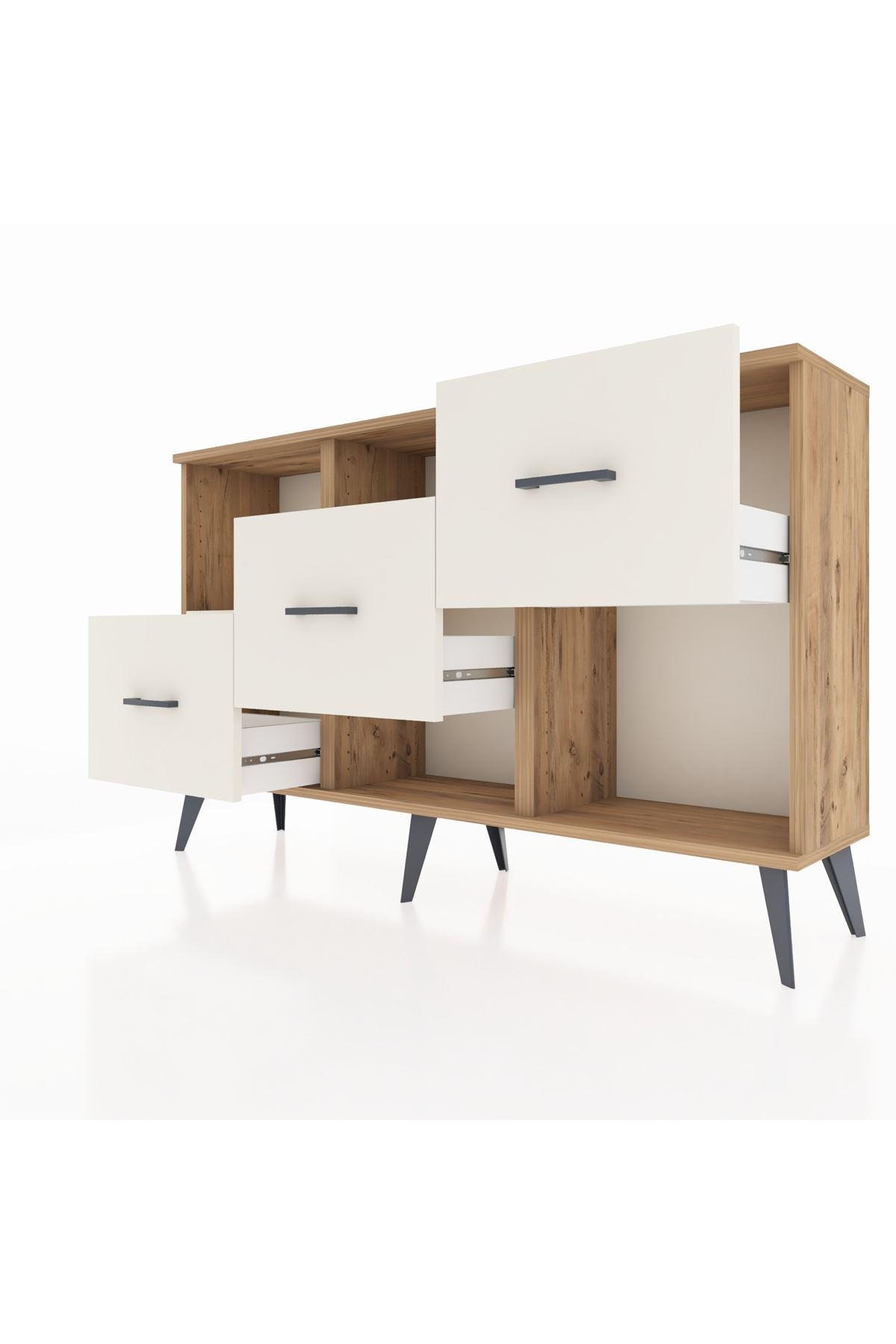 Arges Konsol 2 Raflı 3 Çekmeceli 132x30x83 - S144M005V22A