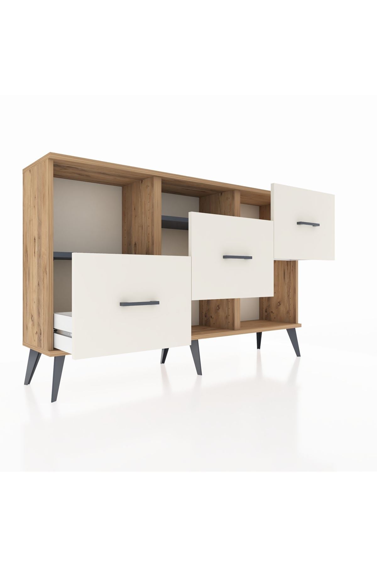 Arges Konsol 2 Raflı 3 Çekmeceli 132x30x83 - S144M005V25A