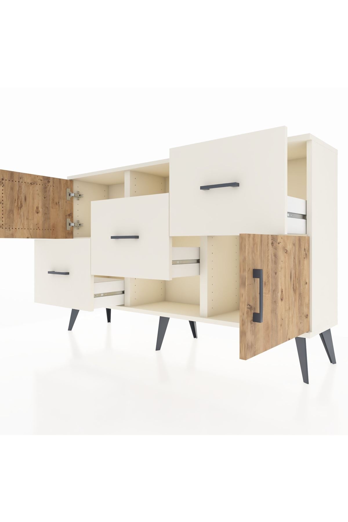 Arges Konsol 2 Raflı 3 Çekmeceli 2 Kapaklı 132x30x83 - S144M006V01A