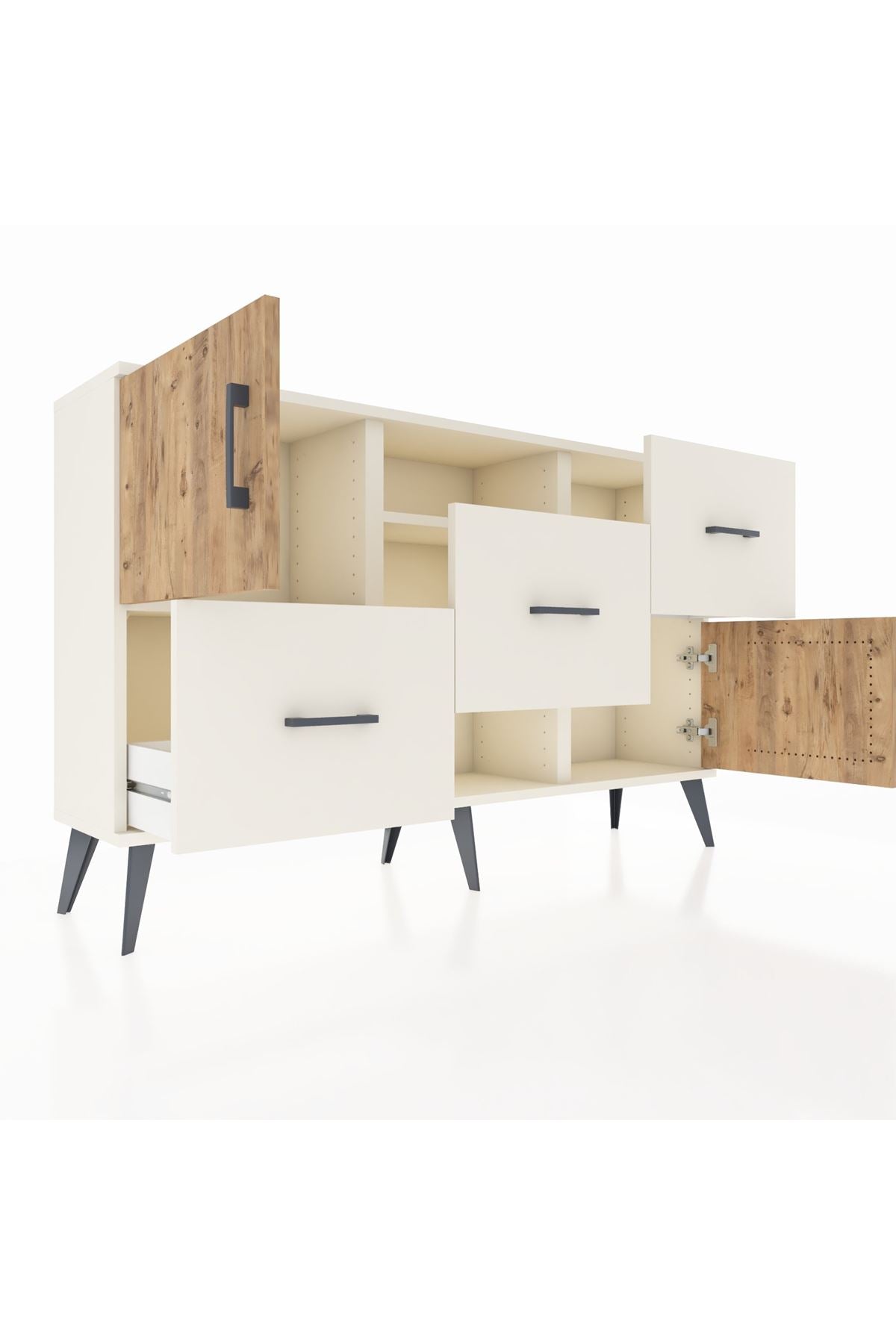 Arges Konsol 2 Raflı 3 Çekmeceli 2 Kapaklı 132x30x83 - S144M006V01A