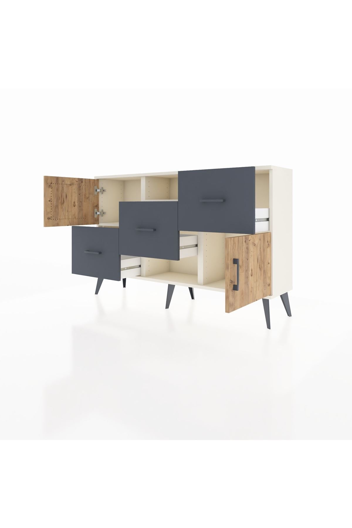 Arges Konsol 2 Raflı 3 Çekmeceli 2 Kapaklı 132x30x83 - S144M006V02A