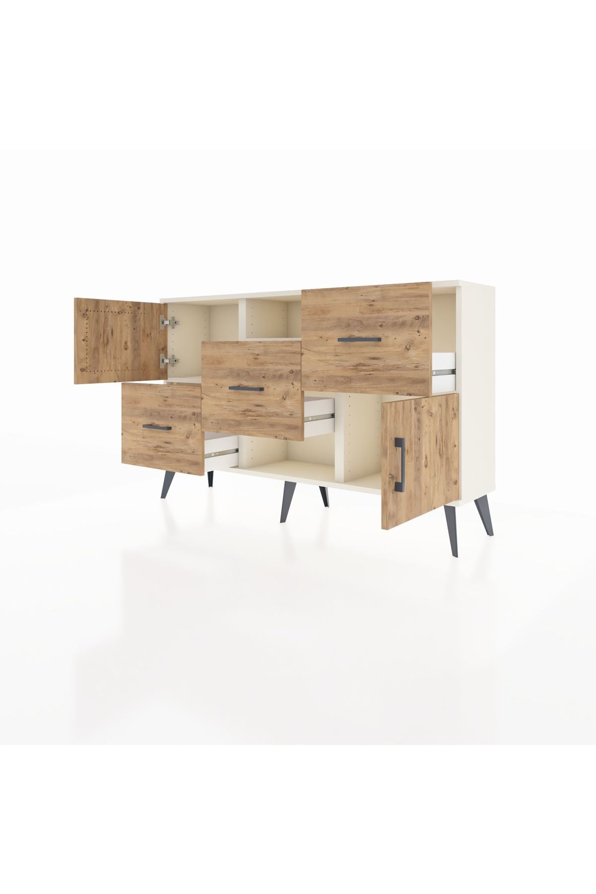 Arges Konsol 2 Raflı 3 Çekmeceli 2 Kapaklı 132x30x83 - S144M006V03A