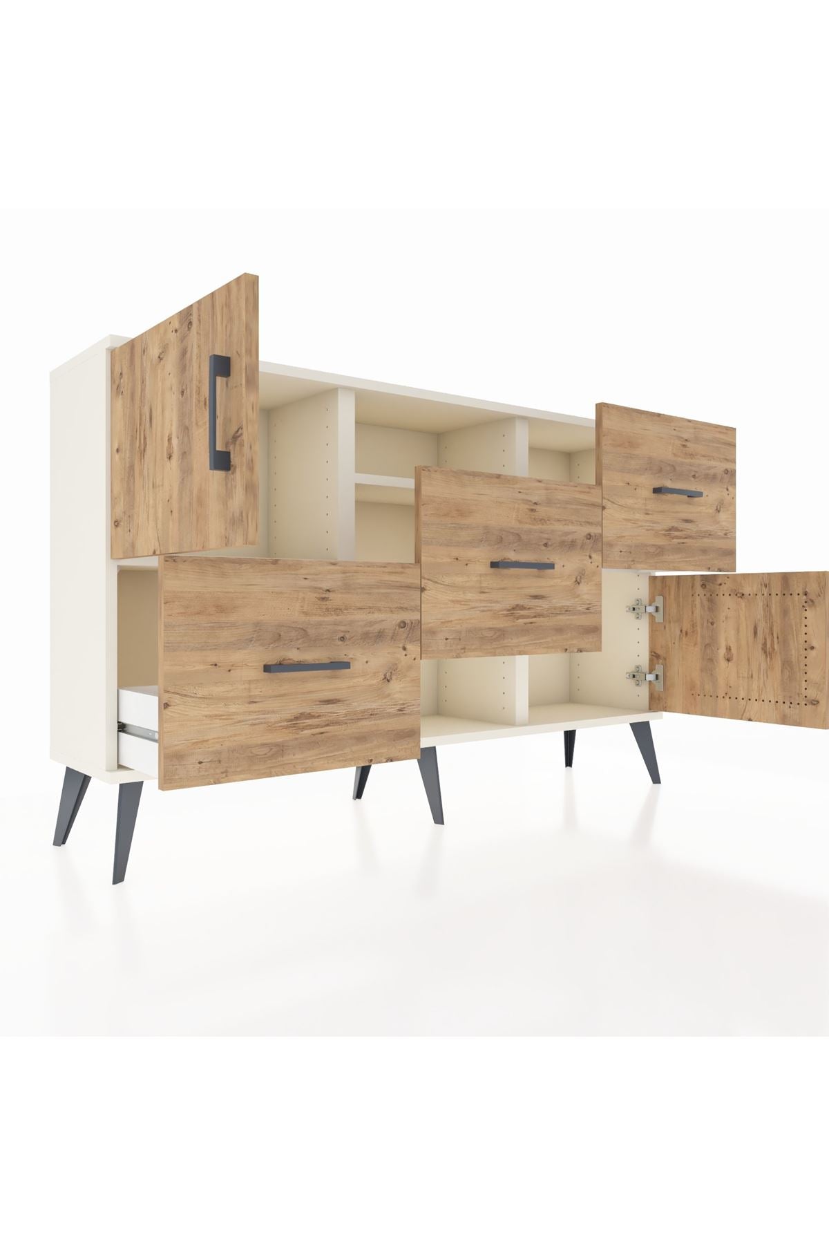 Arges Konsol 2 Raflı 3 Çekmeceli 2 Kapaklı 132x30x83 - S144M006V03A