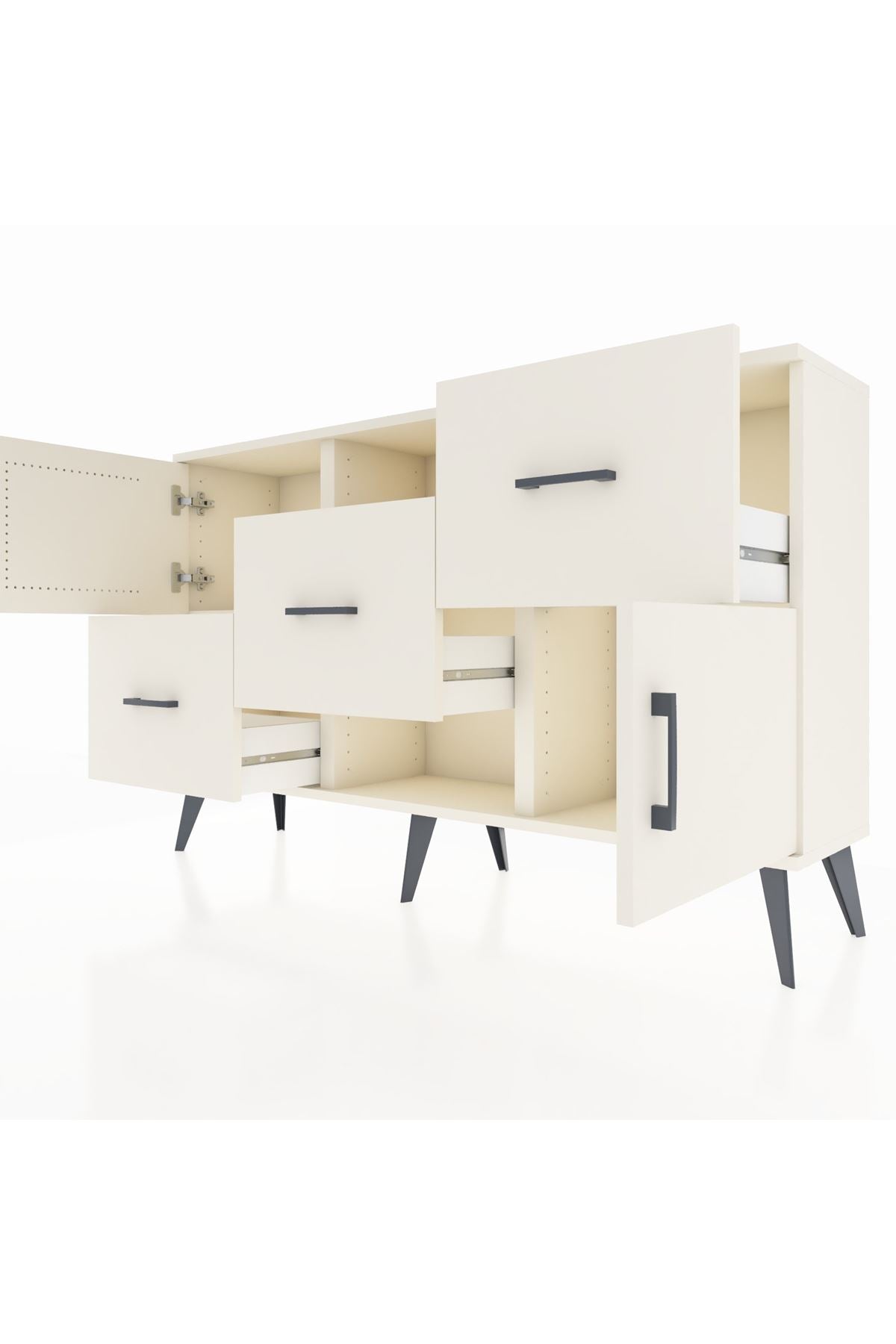 Arges Konsol 2 Raflı 3 Çekmeceli 2 Kapaklı 132x30x83 - S144M006V04A