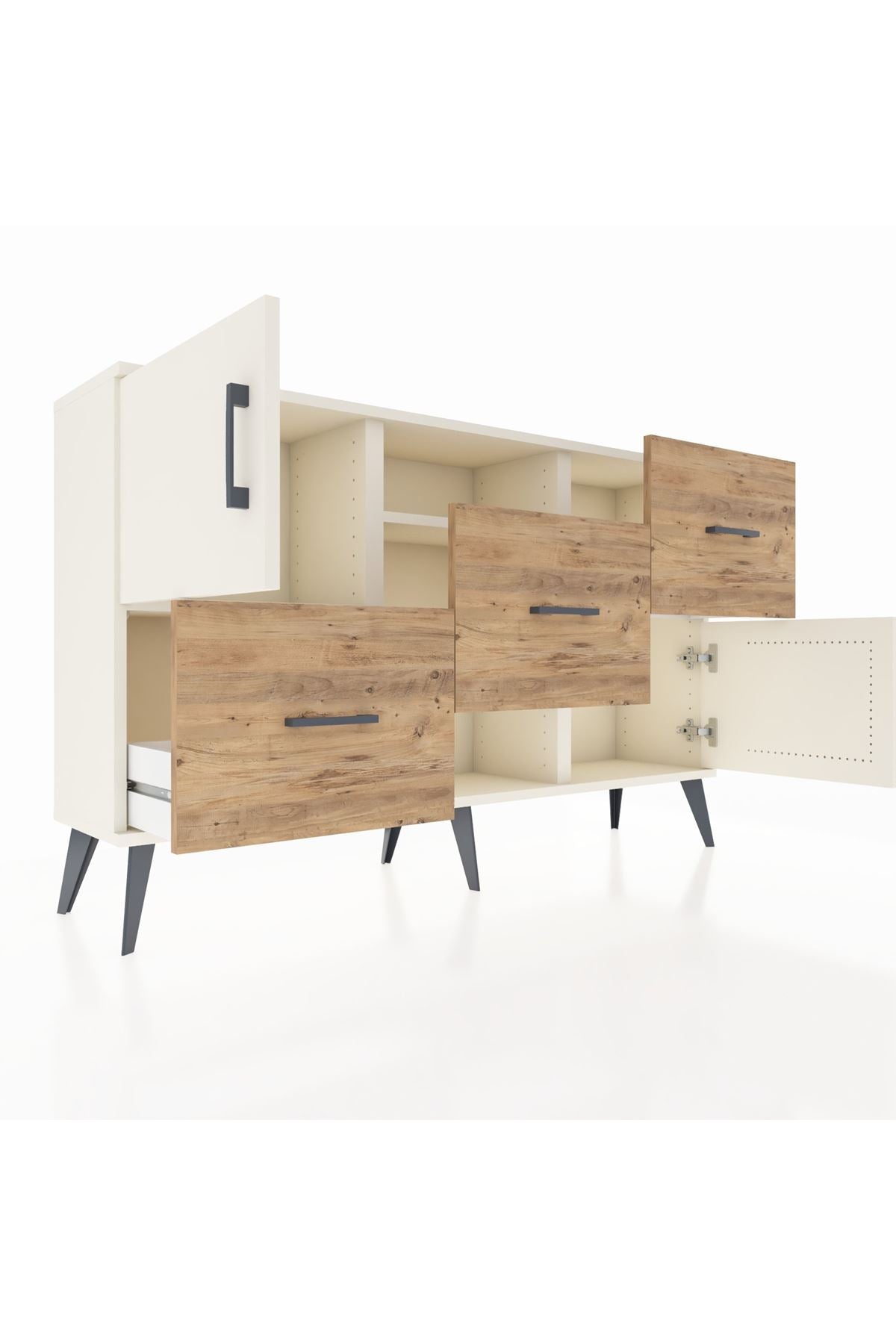 Arges Konsol 2 Raflı 3 Çekmeceli 2 Kapaklı 132x30x83 - S144M006V06A