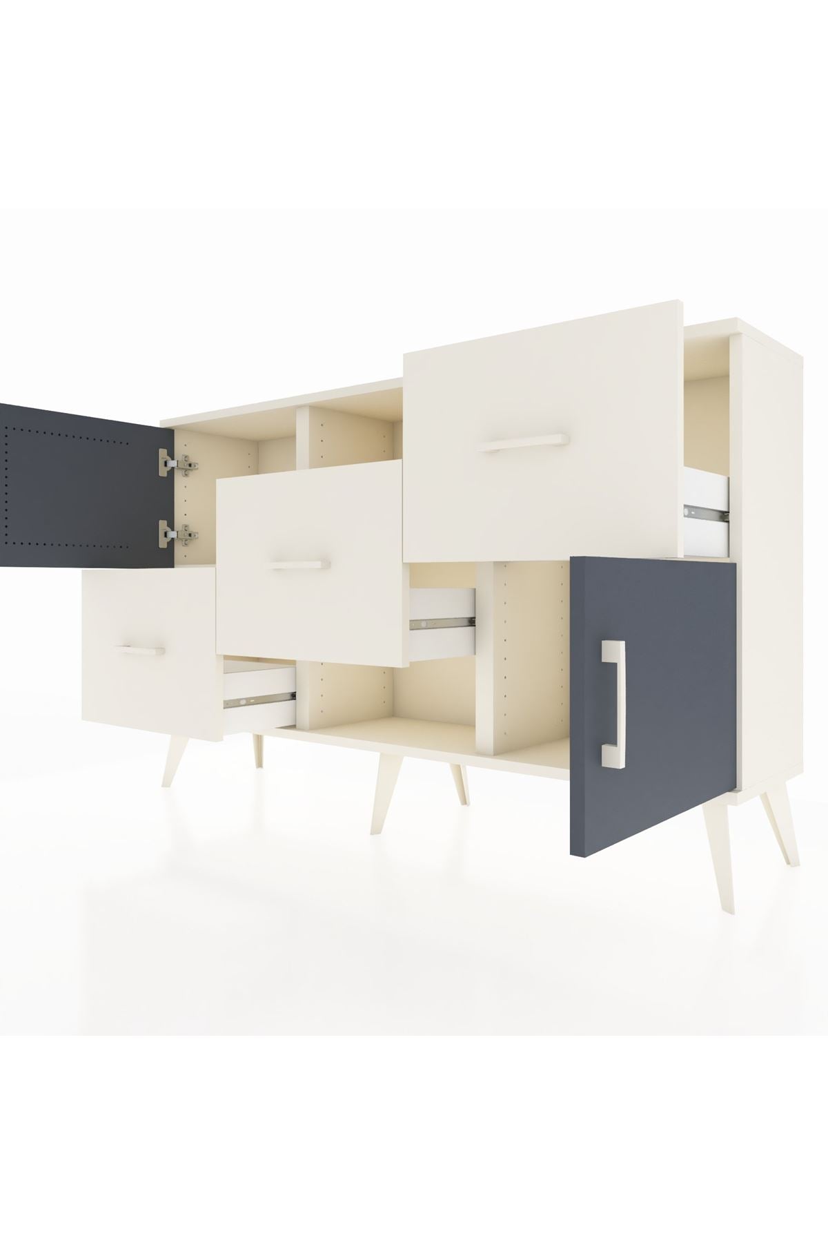 Arges Konsol 2 Raflı 3 Çekmeceli 2 Kapaklı 132x30x83 - S144M006V07A