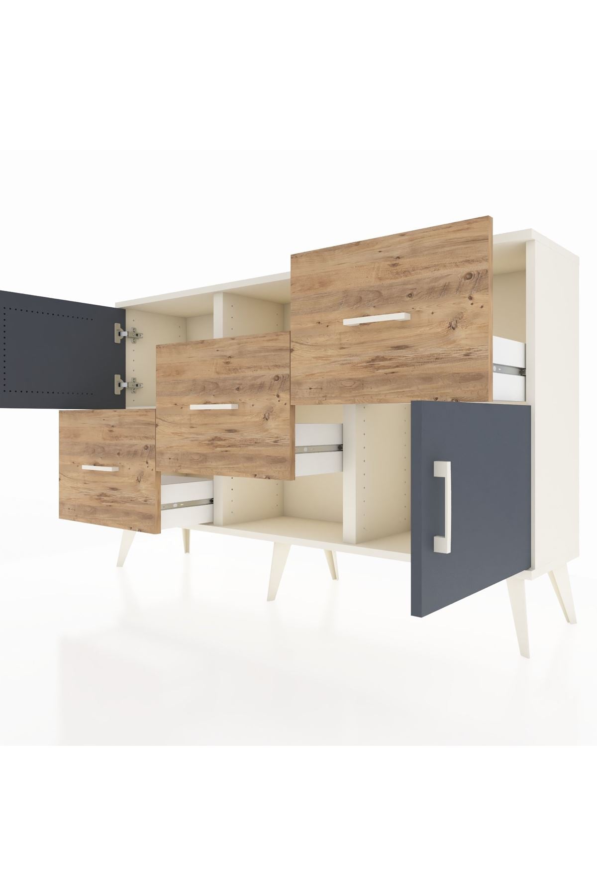 Arges Konsol 2 Raflı 3 Çekmeceli 2 Kapaklı 132x30x83 - S144M006V09A