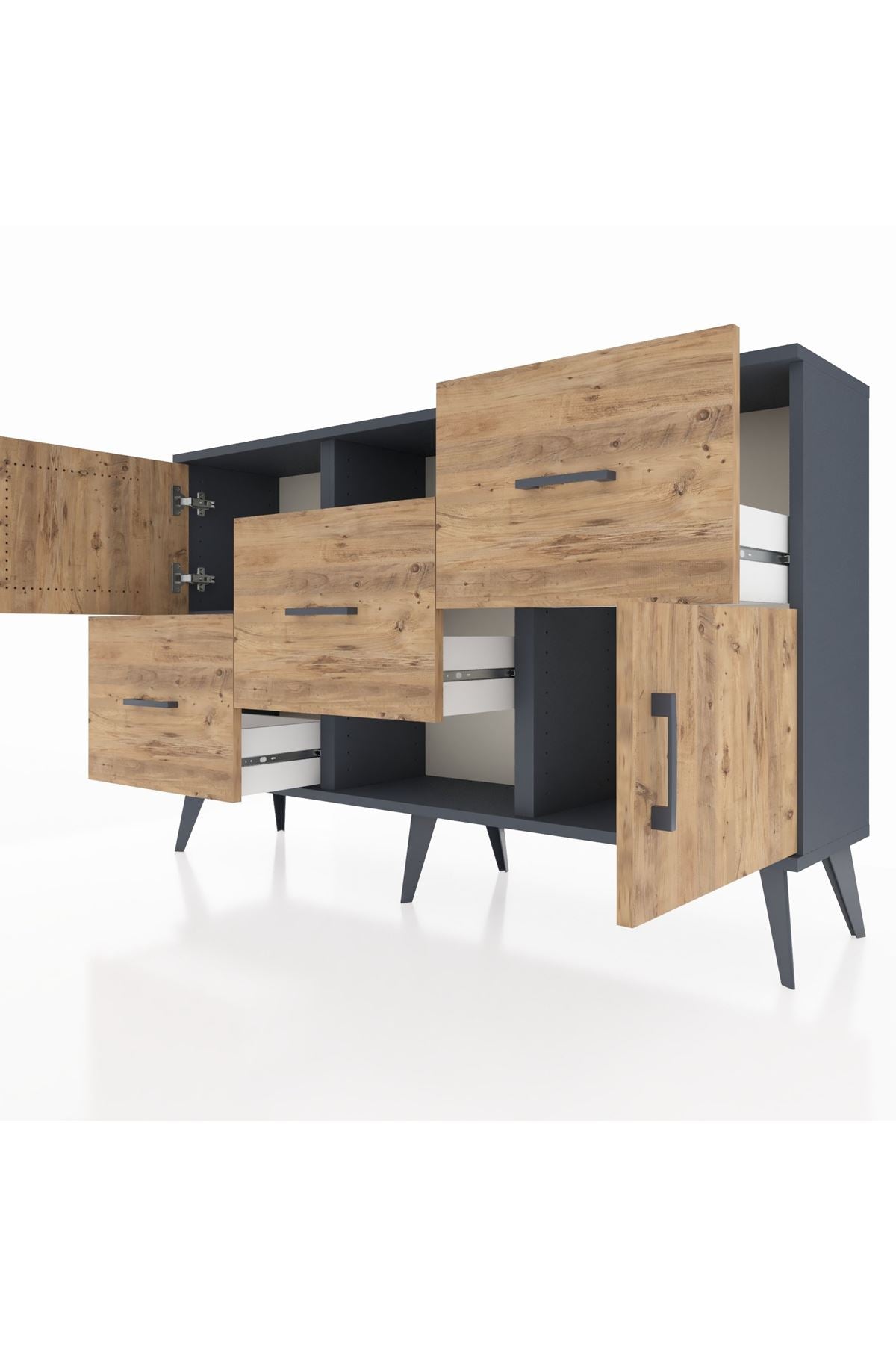 Arges Konsol 2 Raflı 3 Çekmeceli 2 Kapaklı 132x30x83 - S144M006V12A