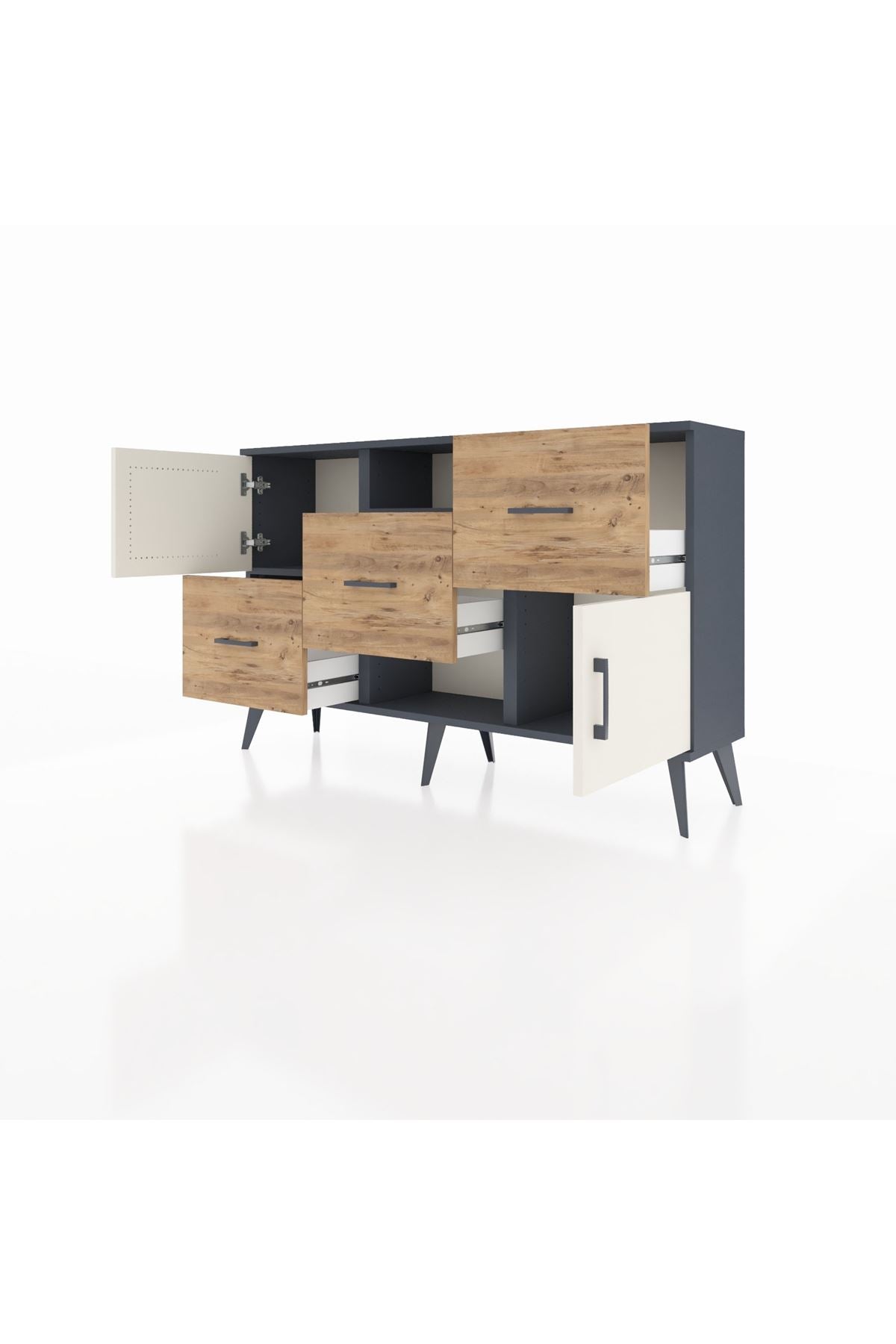 Arges Konsol 2 Raflı 3 Çekmeceli 2 Kapaklı 132x30x83 - S144M006V15A