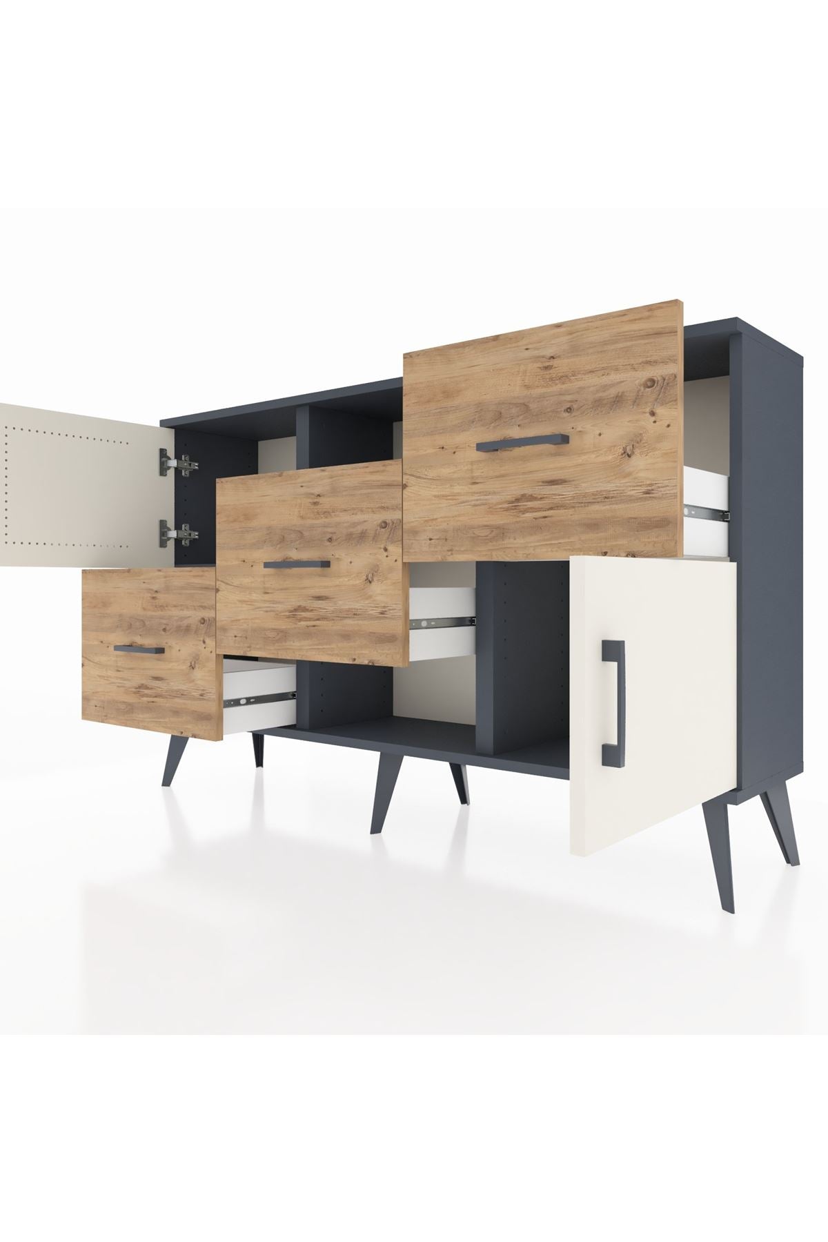 Arges Konsol 2 Raflı 3 Çekmeceli 2 Kapaklı 132x30x83 - S144M006V15A