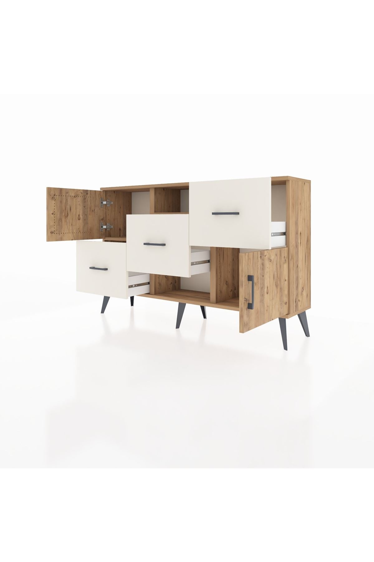 Arges Konsol 2 Raflı 3 Çekmeceli 2 Kapaklı 132x30x83 - S144M006V19A