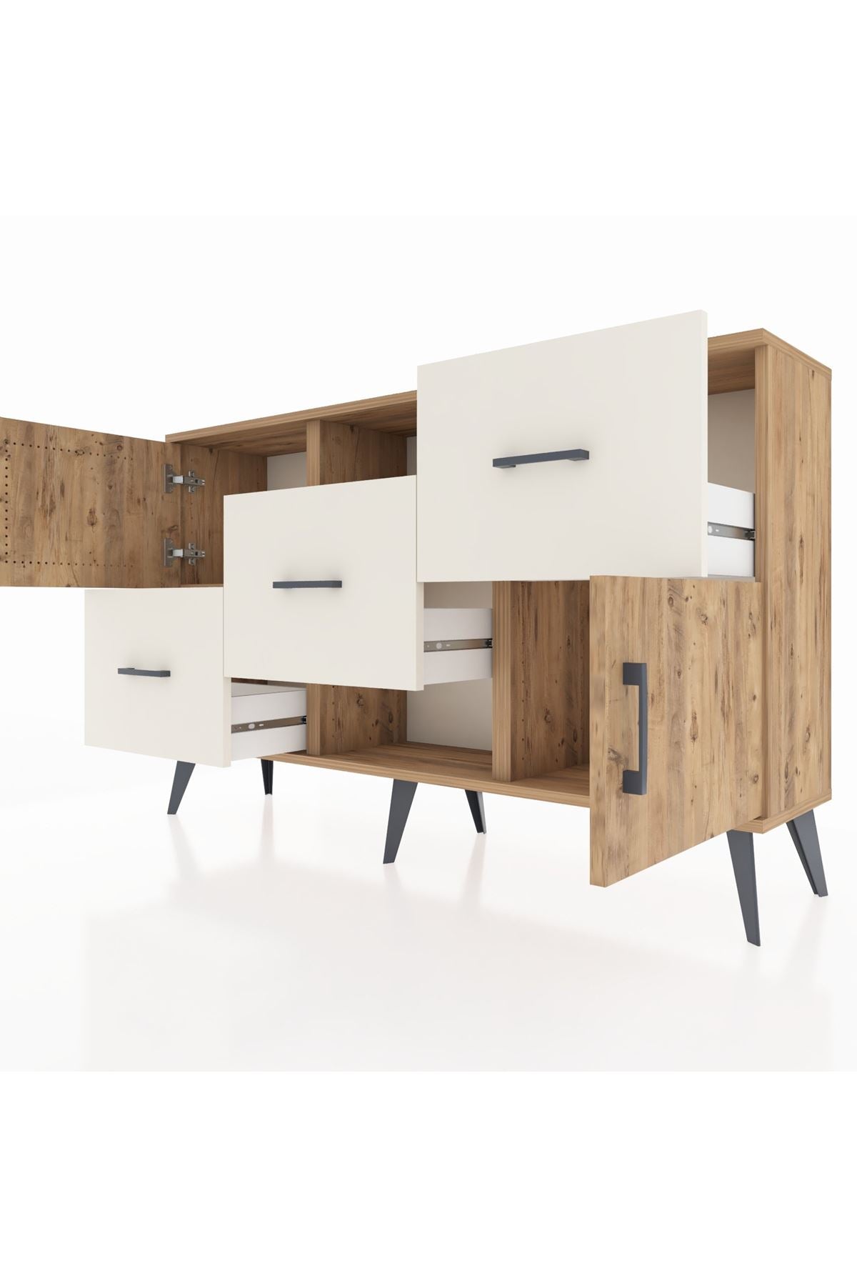 Arges Konsol 2 Raflı 3 Çekmeceli 2 Kapaklı 132x30x83 - S144M006V19A