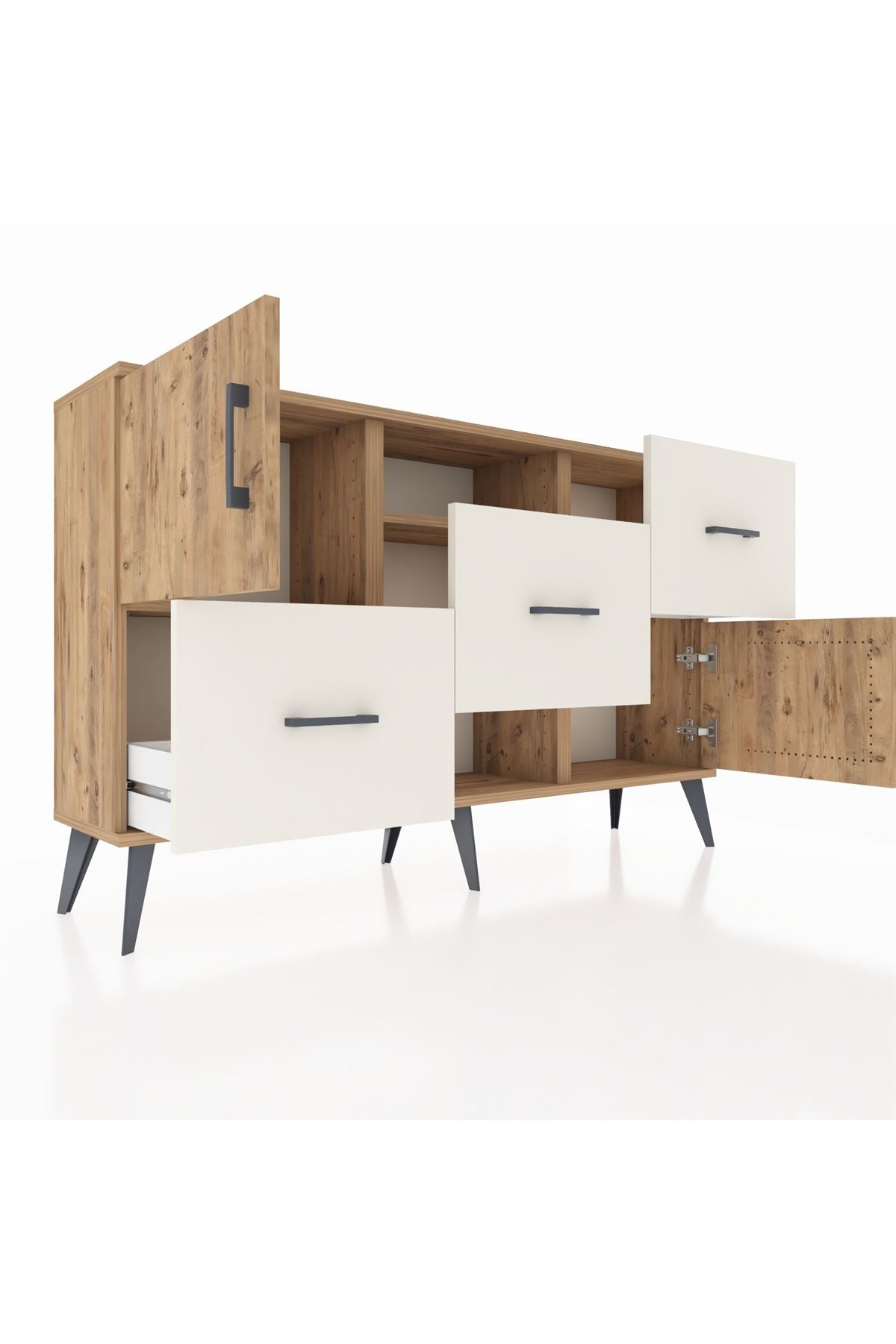 Arges Konsol 2 Raflı 3 Çekmeceli 2 Kapaklı 132x30x83 - S144M006V19A