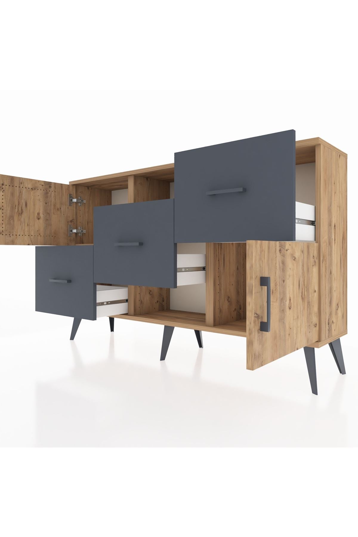 Arges Konsol 2 Raflı 3 Çekmeceli 2 Kapaklı 132x30x83 - S144M006V20A