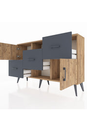 Arges Konsol 2 Raflı 3 Çekmeceli 2 Kapaklı 132x30x83 - S144M006V20A