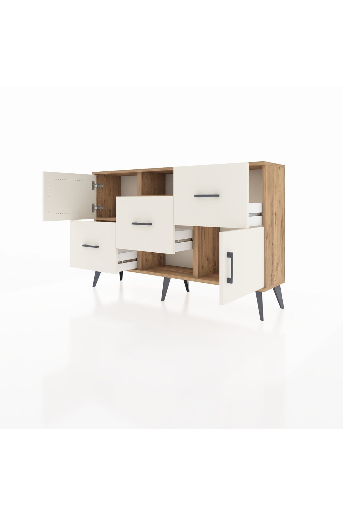 Arges Konsol 2 Raflı 3 Çekmeceli 2 Kapaklı 132x30x83 - S144M006V22A